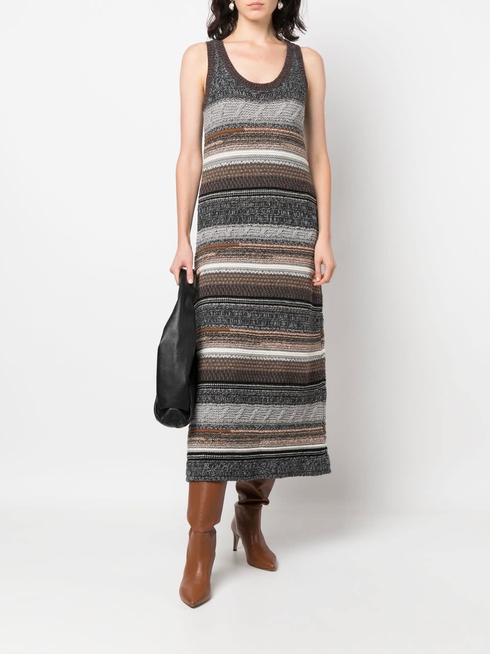 Chloé Sleeveless Chunky Striped Knitted Maxi Dress In Multicolour