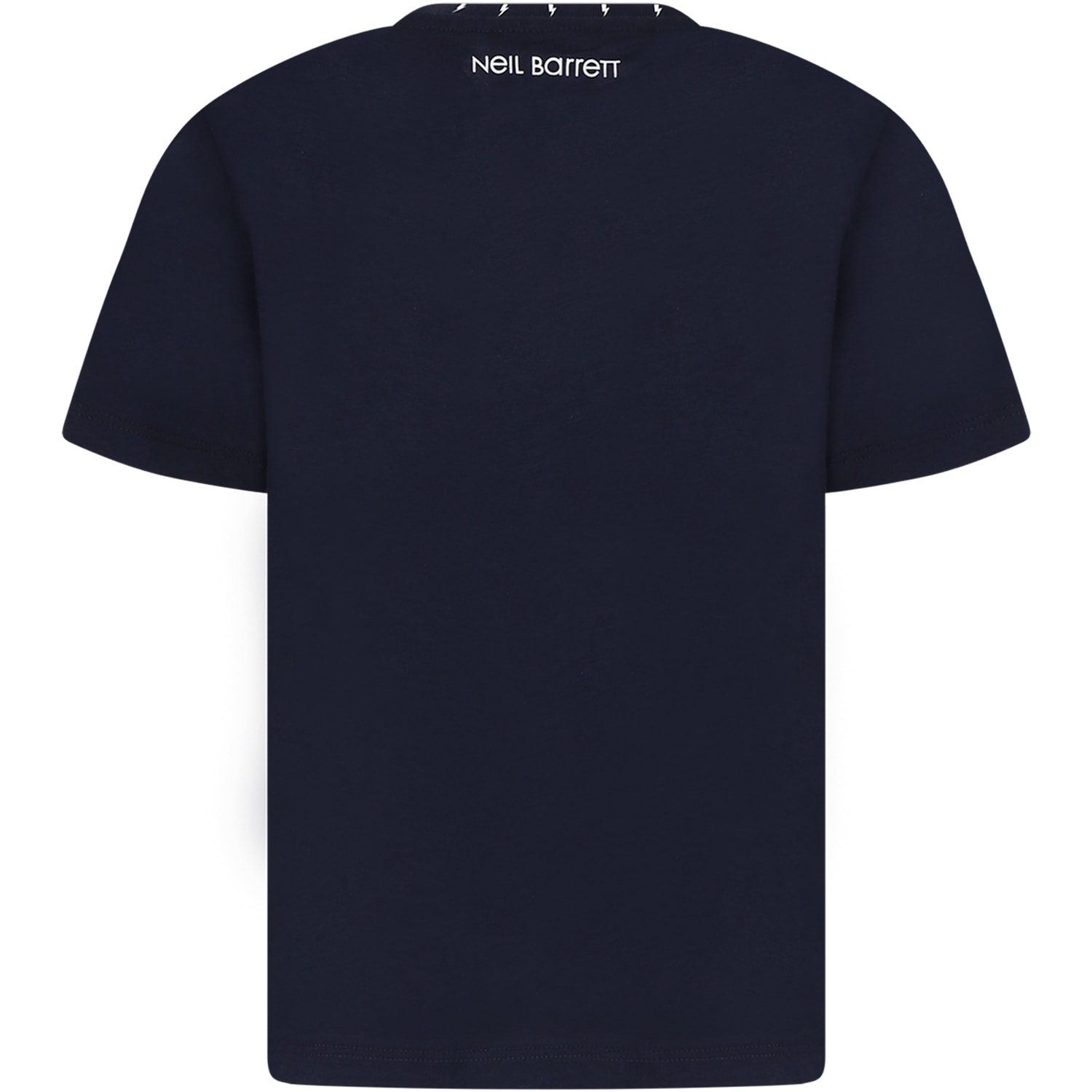 Shop Neil Barrett Blue T-shirt Gor Boy With Iconic Lightning Bolts And Logo