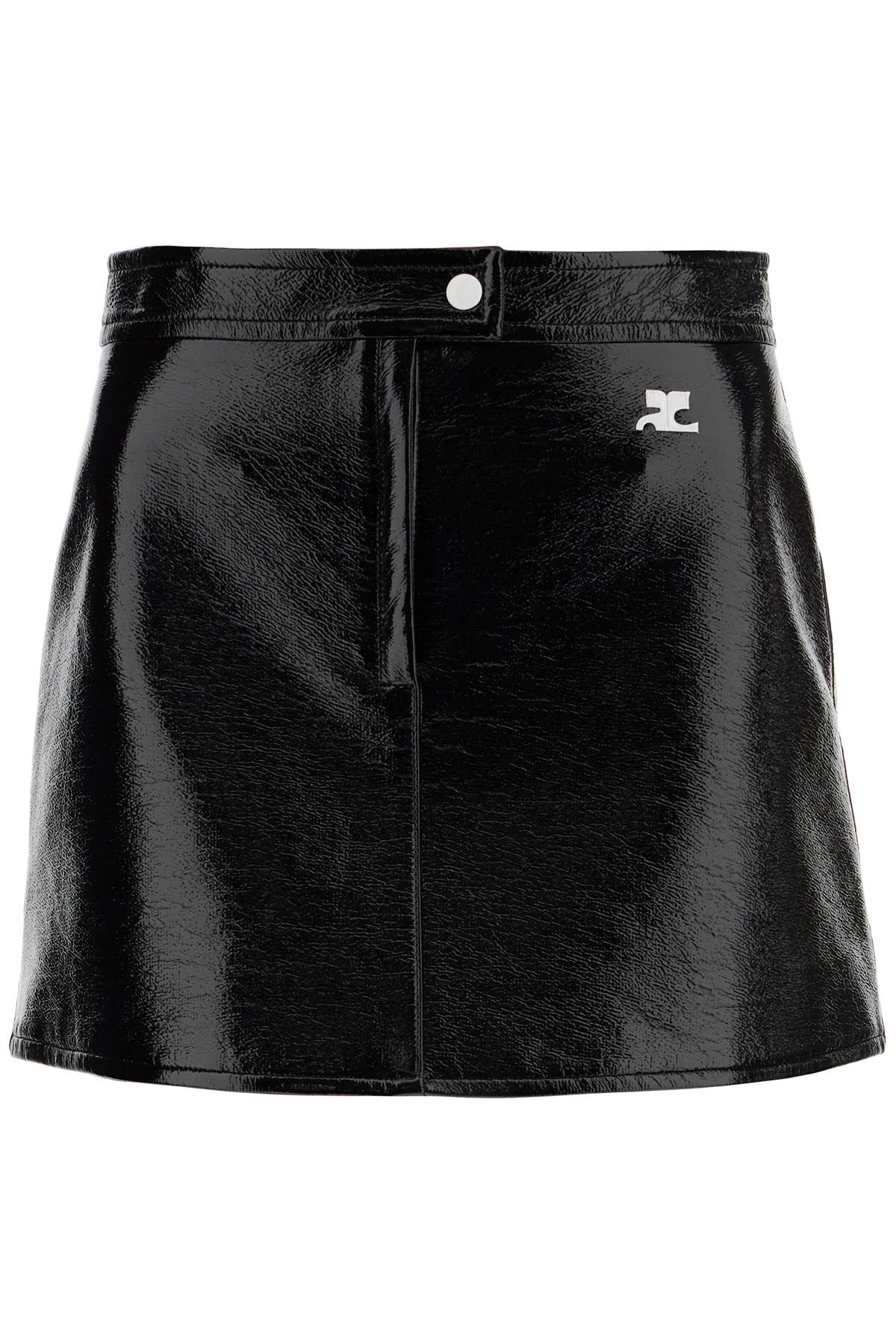 Shop Courrèges Vinyl Effect Mini Skirt In Black (black)