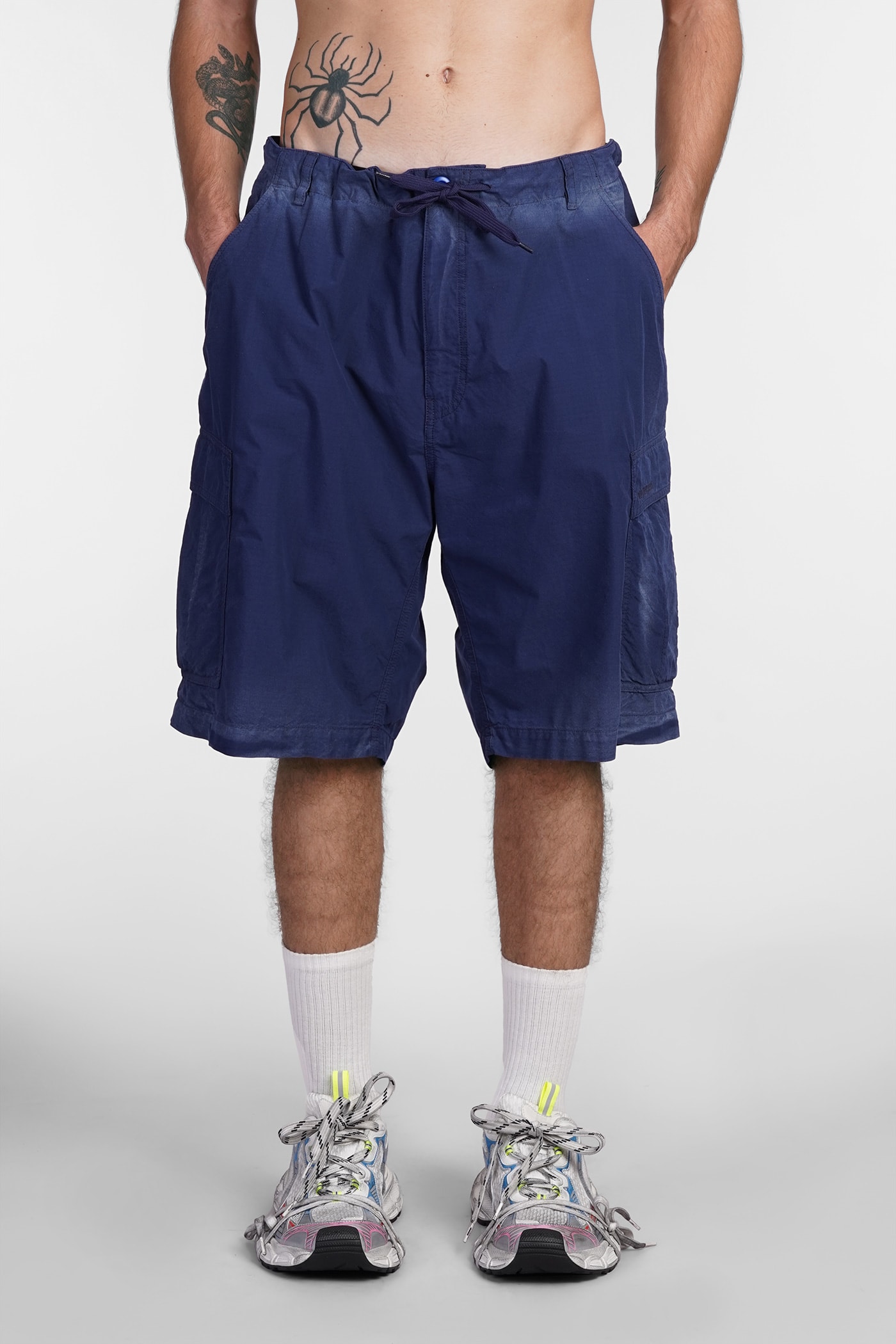 Balenciaga Shorts In Blue Cotton