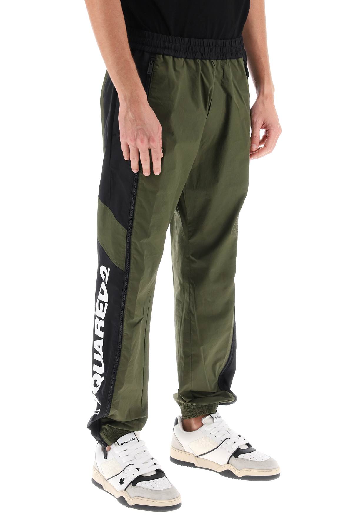 Shop Dsquared2 Stretch Cotton Pants In Olive Green (black)