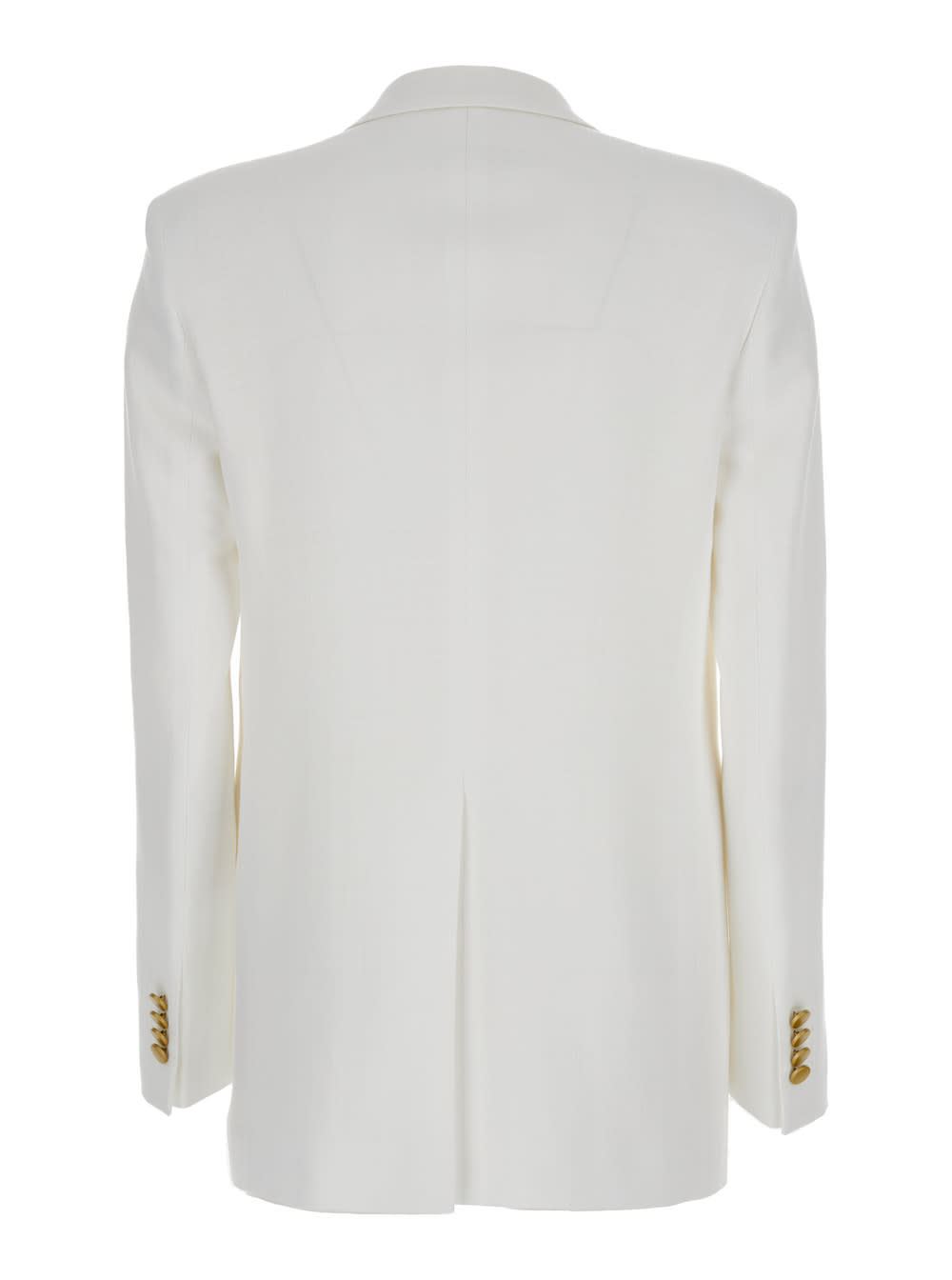 Shop Tagliatore White Double-breasted Blazer With Gold-tone Buttons In Viscose Woman