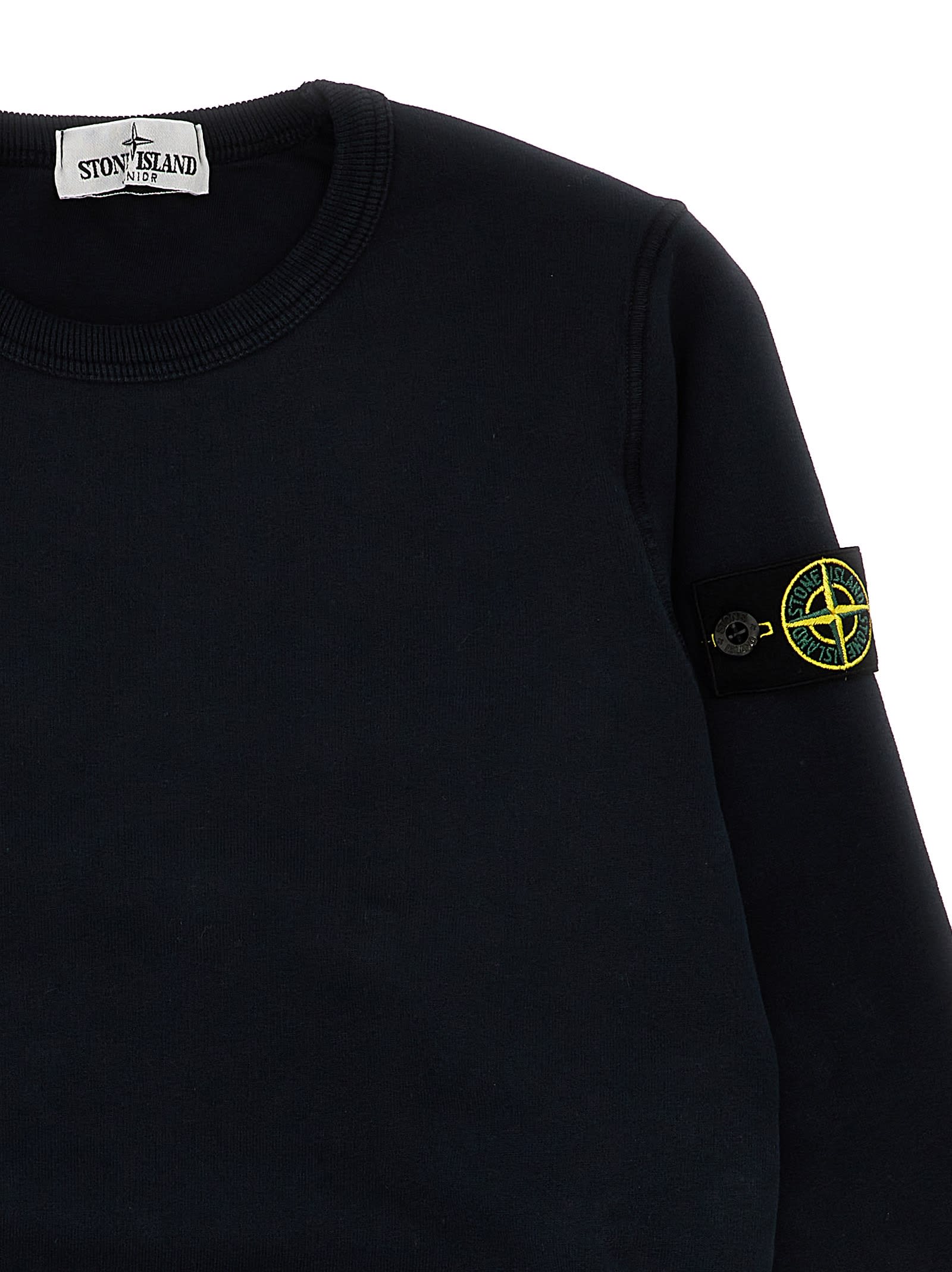 Shop Stone Island Junior Logo Badge Sweatshirt In Navy