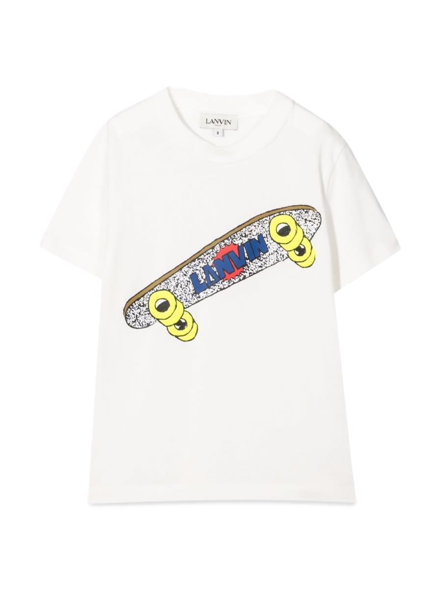 Lanvin Kids' T-shirt Stampa Skateboard In White