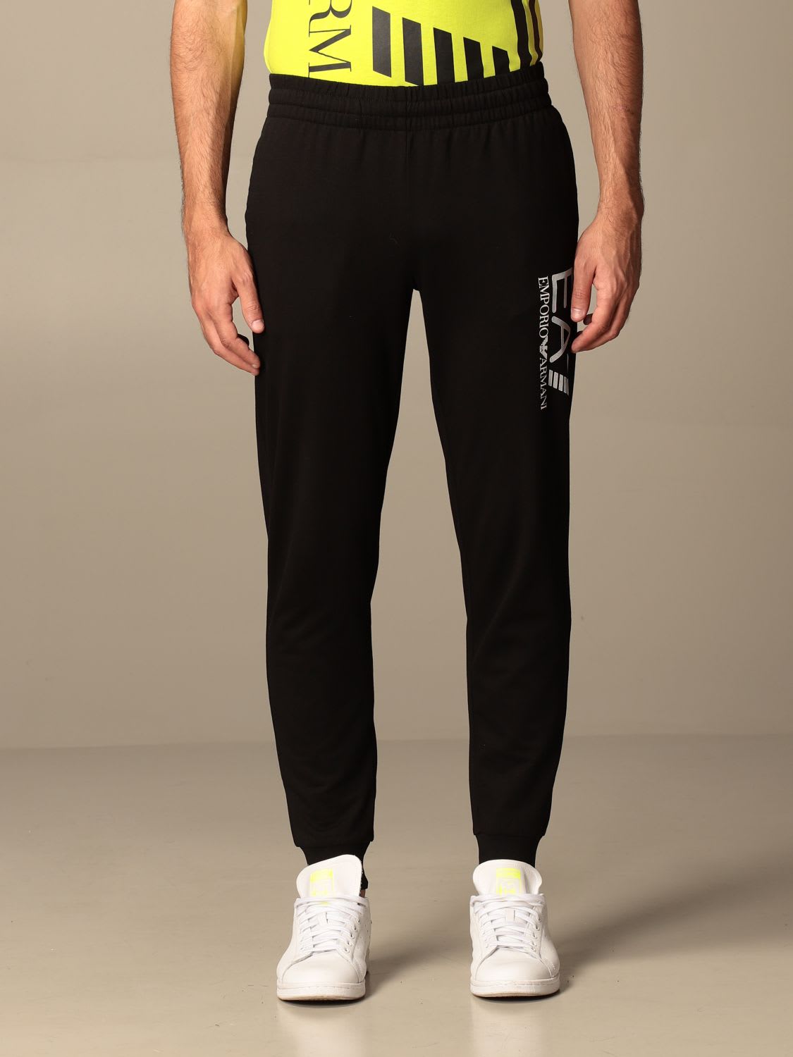 Ea7 Pants  Stretch Cotton Trousers With Logo In Black