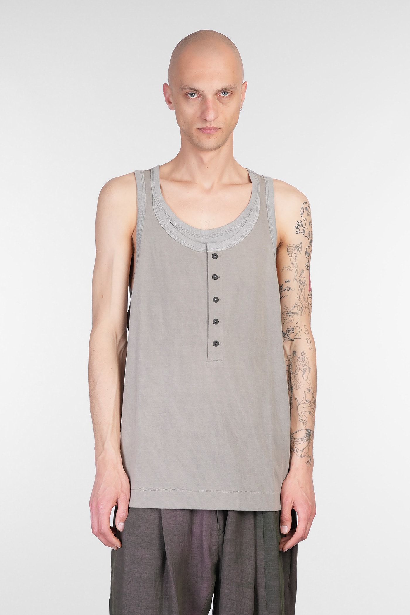Tank Top In Grey Cotton