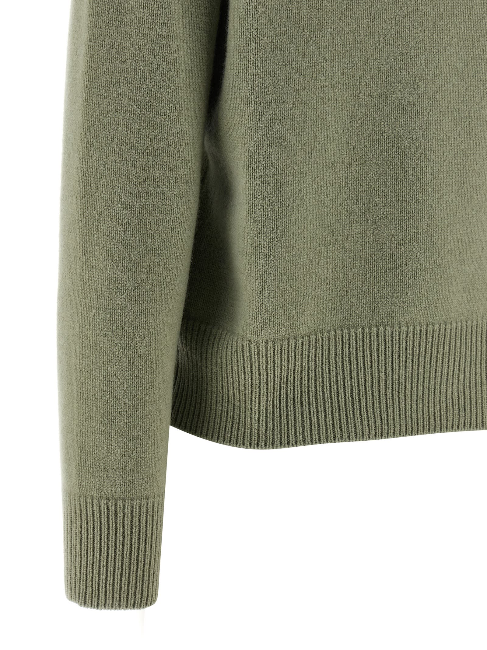 Maison Kitsuné Contrast Fox Head Sweater In Green