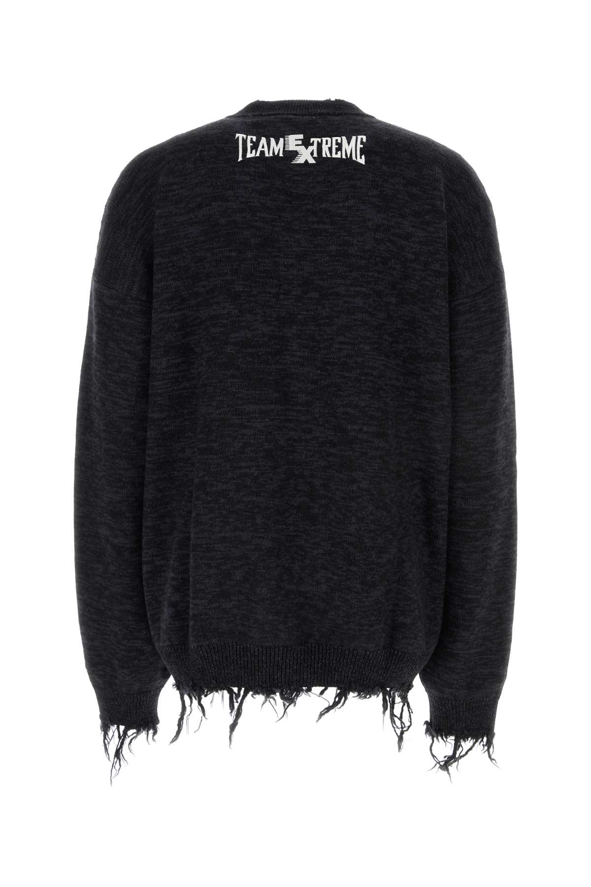 Shop Vetements Two-tone Wool Oversize Sweater In Blackblue