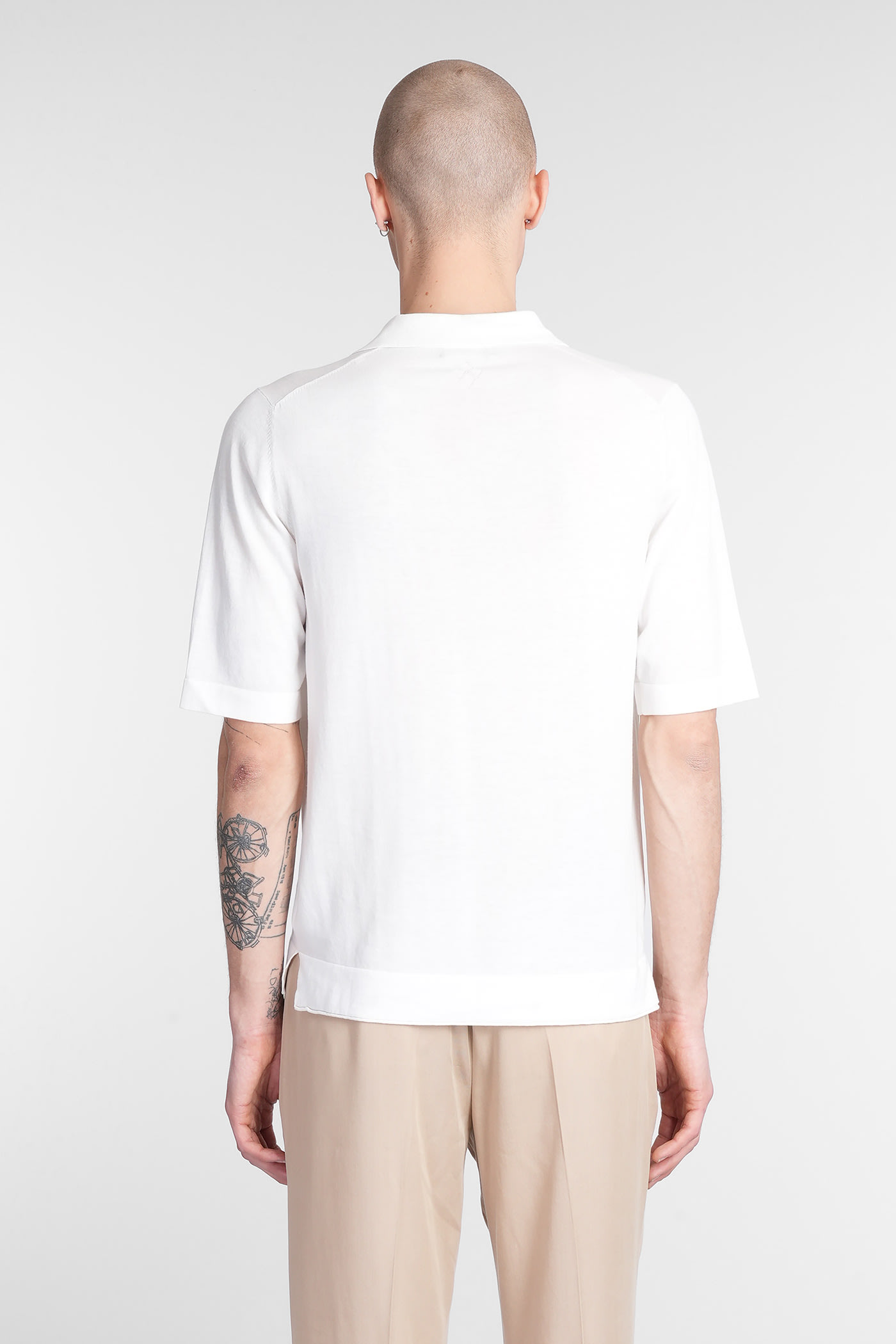 Ballantyne Knit Short-sleeved Polo With Structured Collar In White