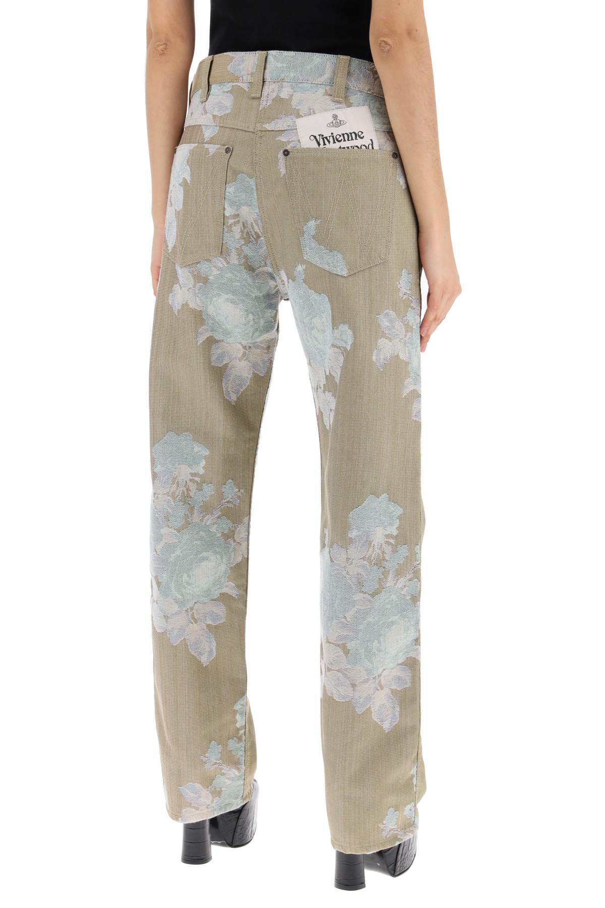 Shop Vivienne Westwood Floral Jacquard Ranch Jeans In Roses (beige)