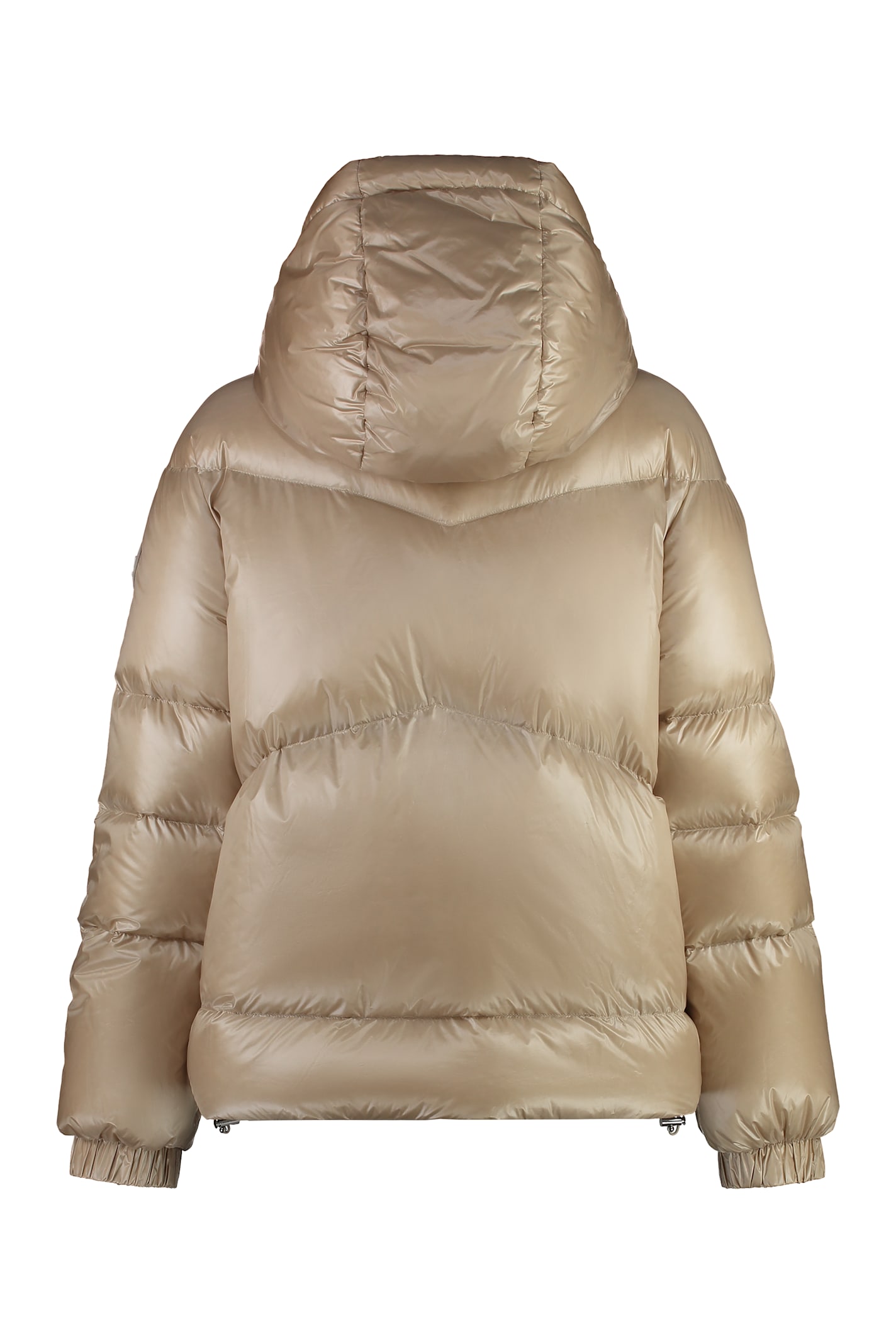 Shop Woolrich Aliquippa Hooded Nylon Down Jacket In Beige