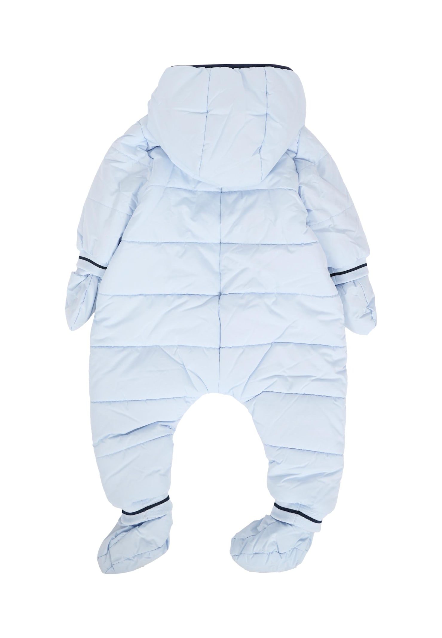 Hugo Boss Light Blue Down Jacket For Baby Boy With Logo In Blue