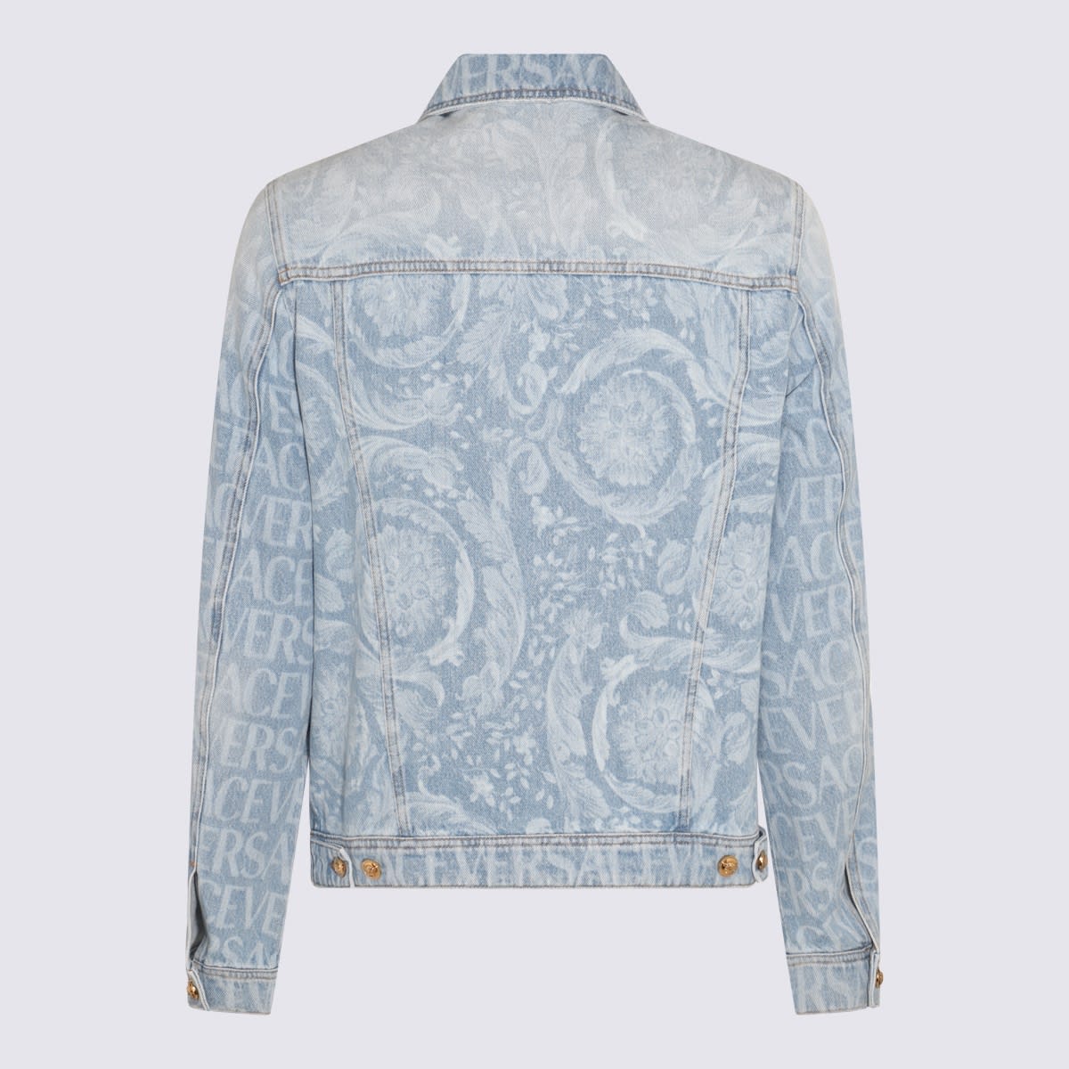 Shop Versace Light Blue Cotton Blend Denim Jacket