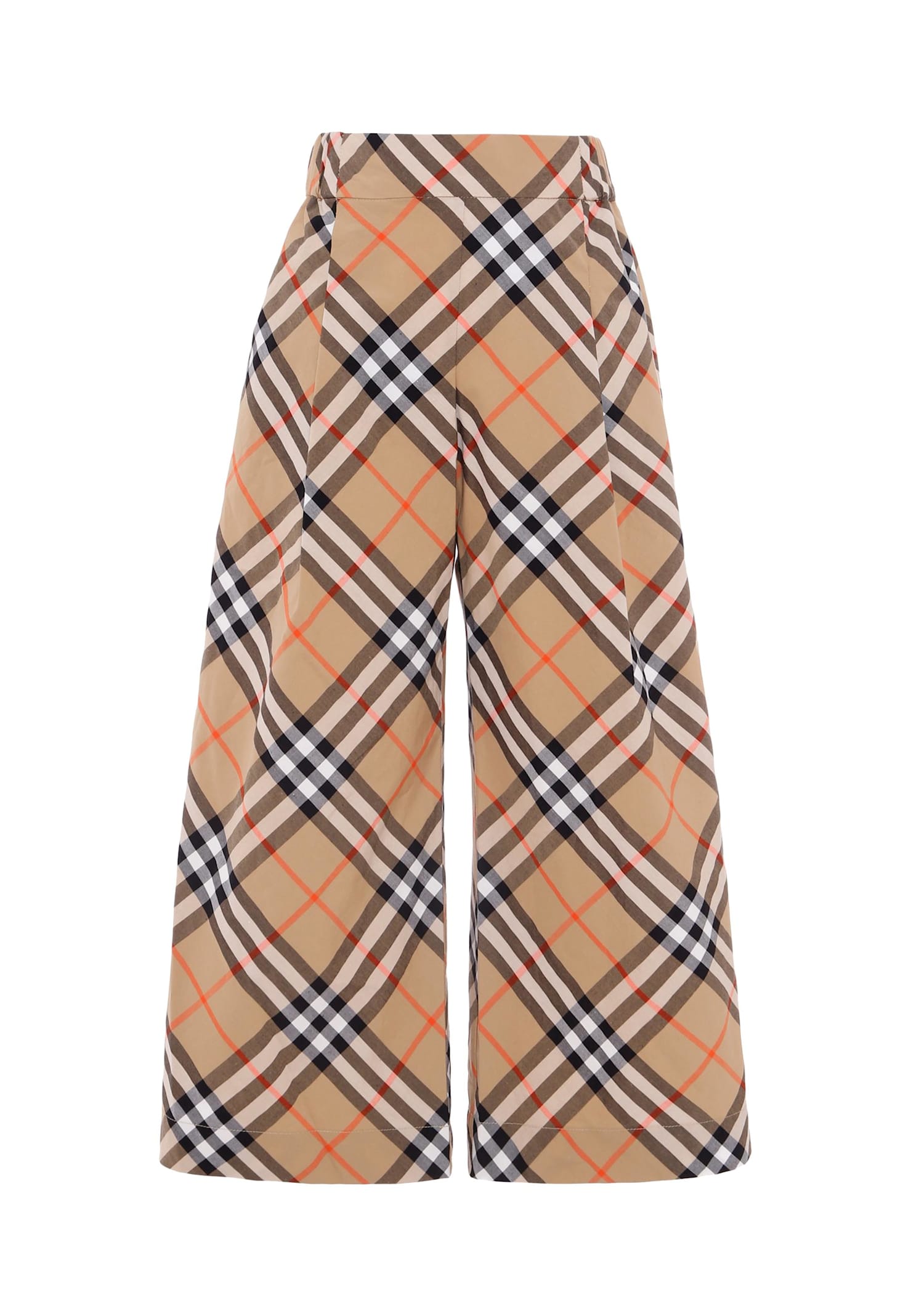 Burberry Beige Trousers For Girl With Check Vintage In Multi