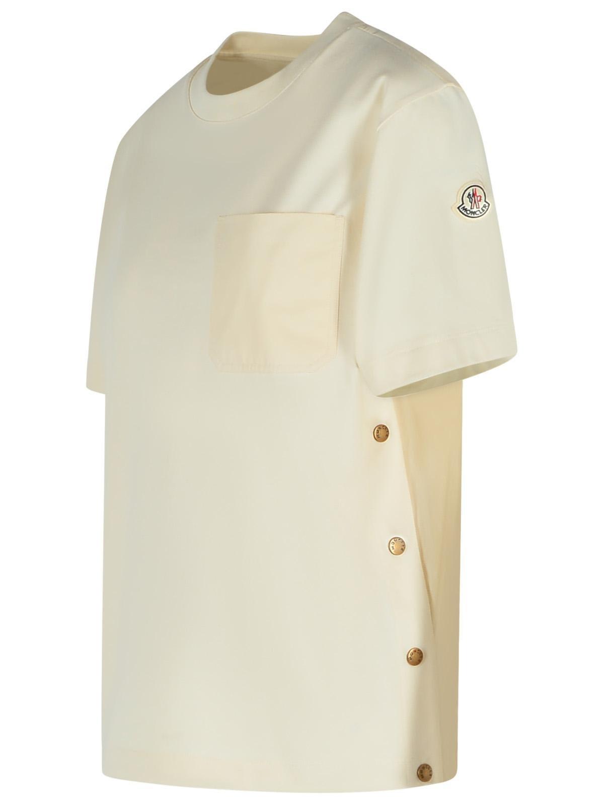 Moncler Women T-shirt With Side Slits In White