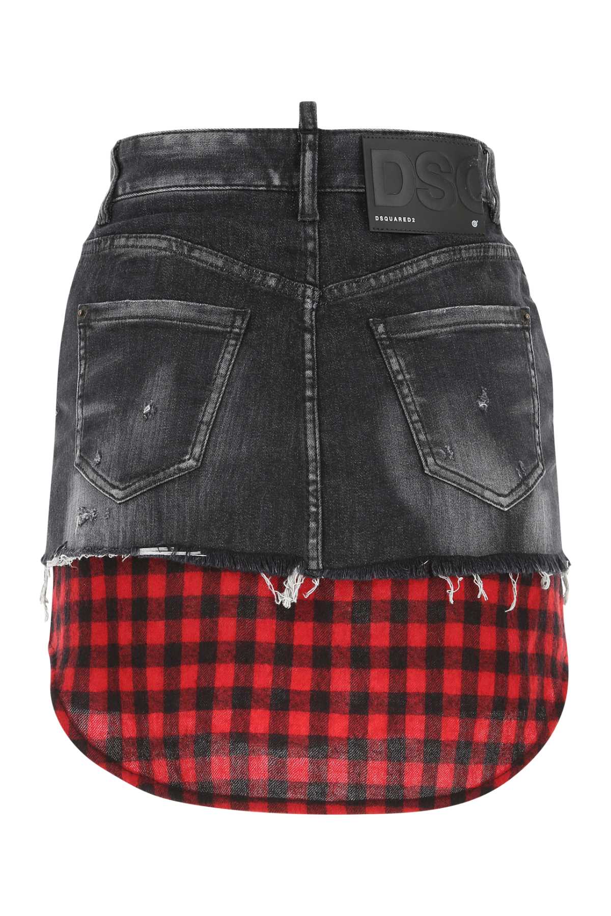 Shop Dsquared2 Black Denim Mini Skirt In 900