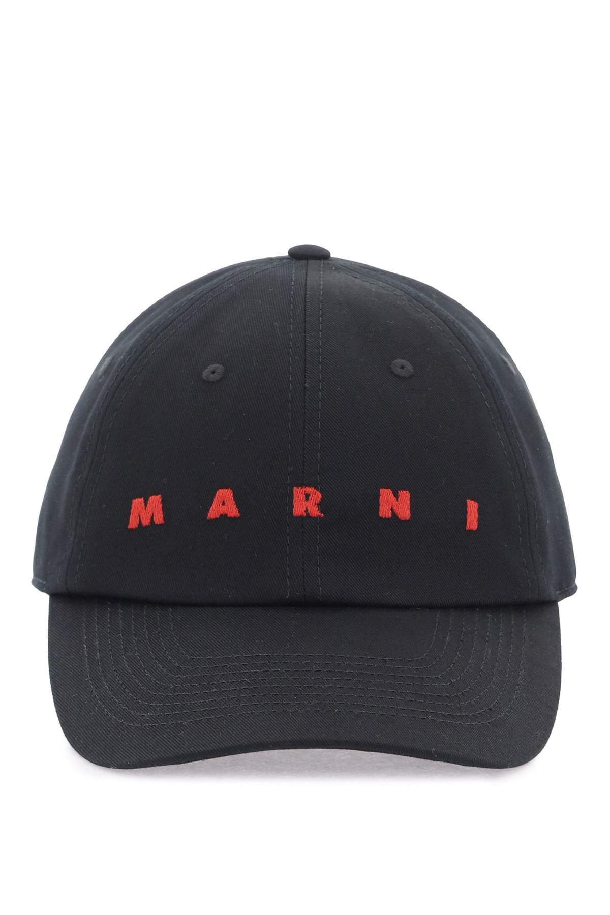 Shop Marni Embroidered Logo Baseball Cap With In Black (black)