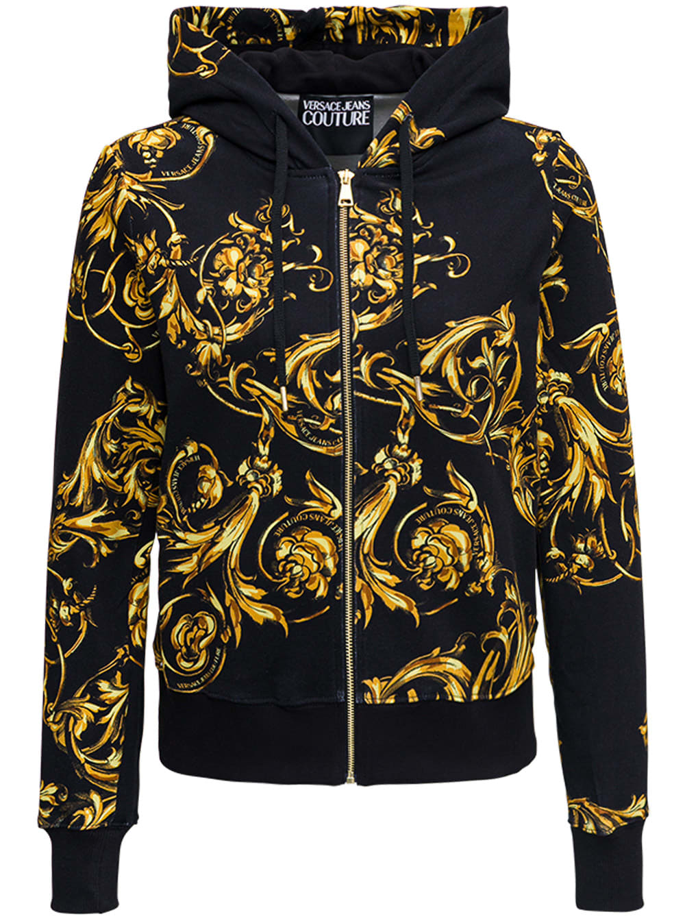 Versace Jeans Couture Cotton Hoodie With Baroque Print