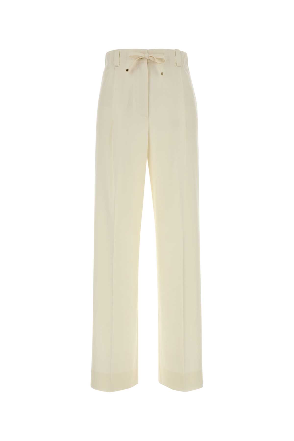 Moncler Wide Leg Wool Trousers Pleated Front In Neutral