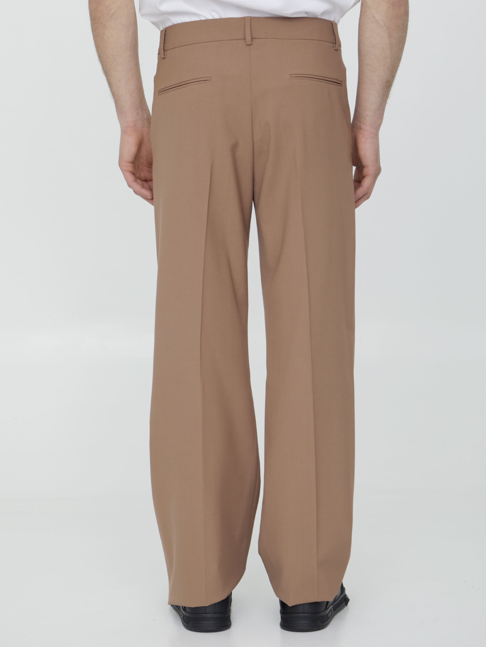 Shop Valentino Wool Tailored Trousers In Pink