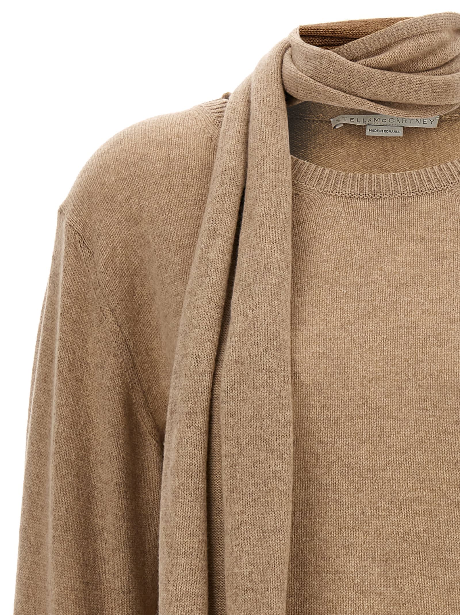 Shop Stella Mccartney Scarf Detail Sweater In Beige