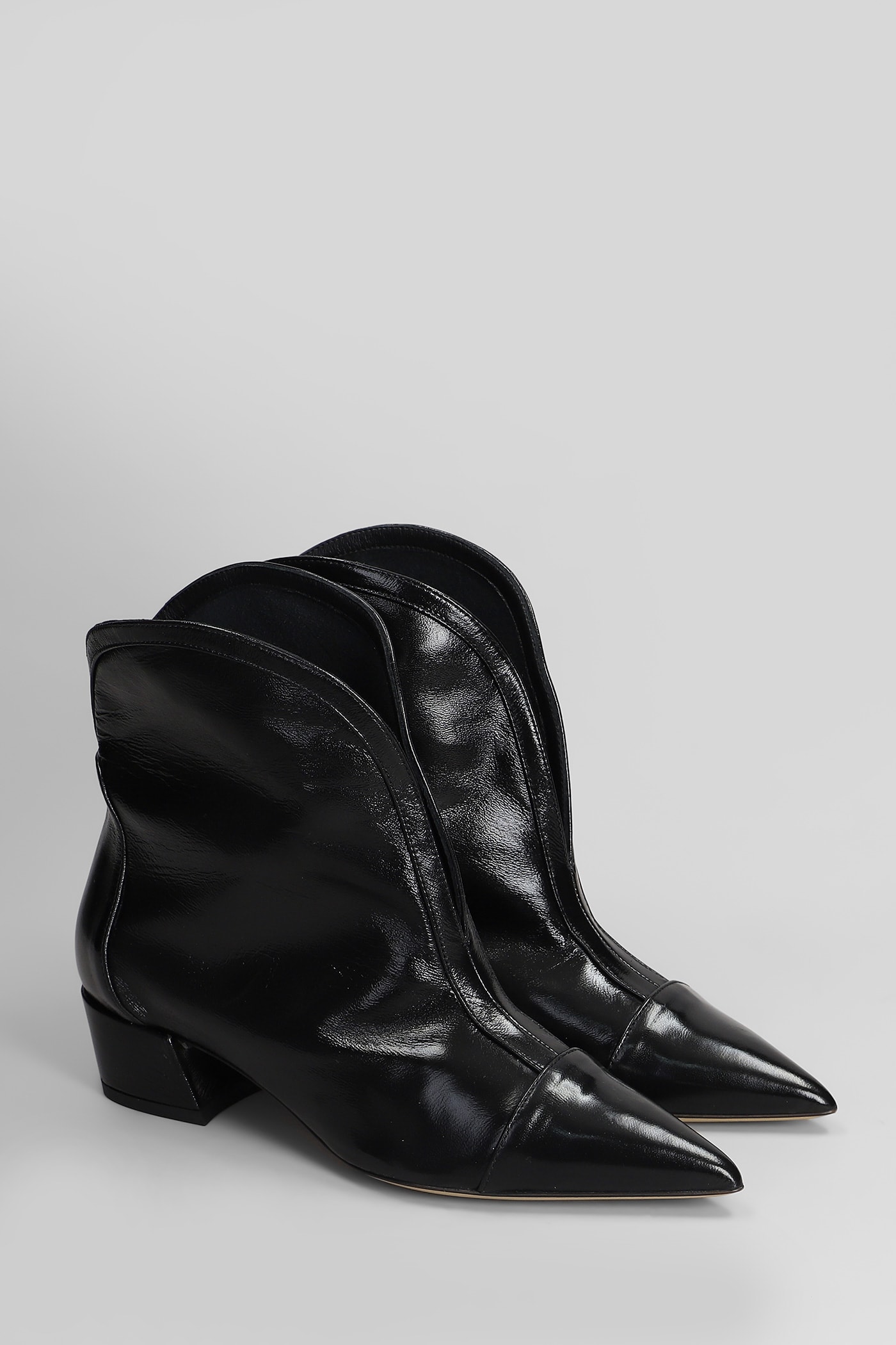 Alchimia High Heels Ankle Boots In Black Leather In Black