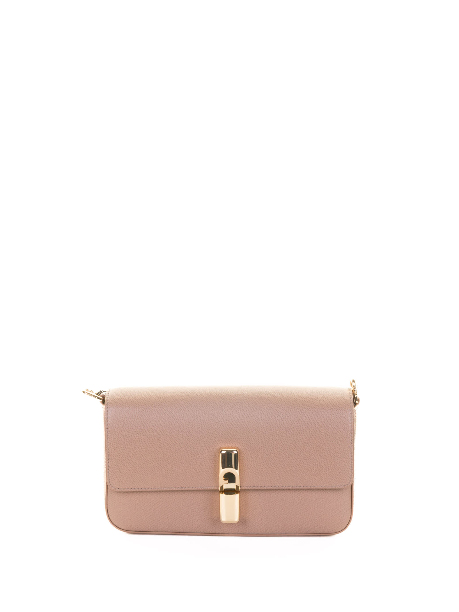 Furla Lock-detail Leather Shoulder Bag In Gray