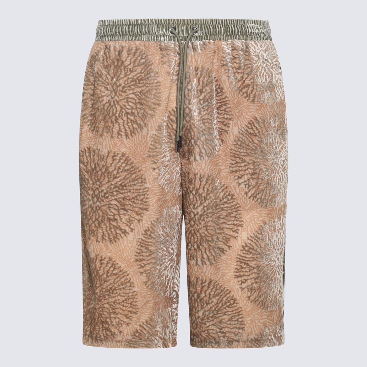 Shop Daily Paper Beige And Green Viscose Blend Shorts