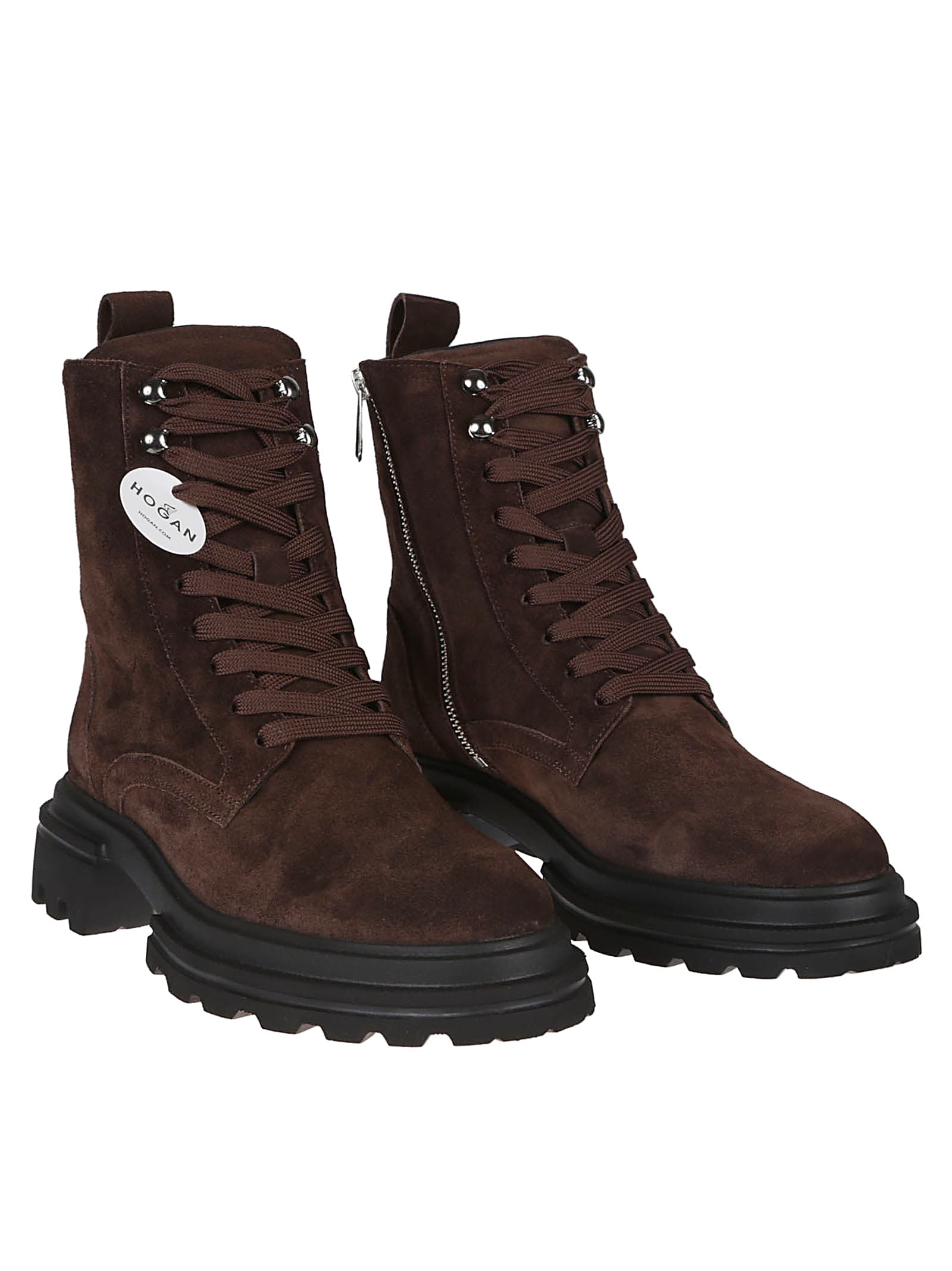 Shop Hogan H674 Combat Boots In Palissandro