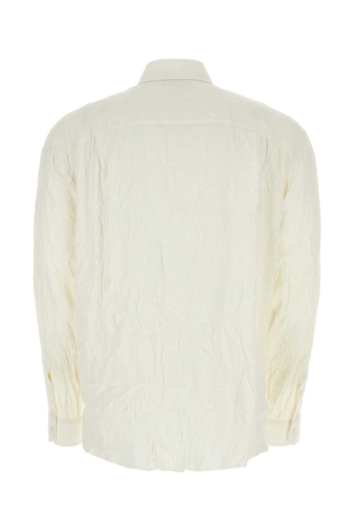 Dolce & Gabbana Ivory Stretch Silk Shirt In Bianconaturale