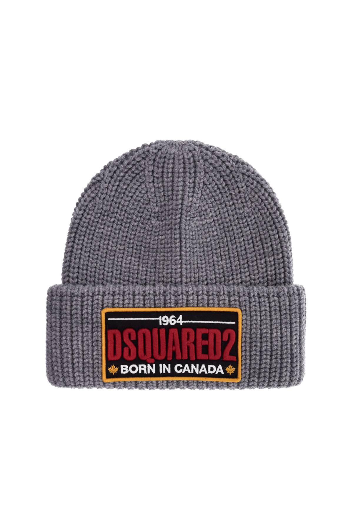 Shop Dsquared2 Beanie Hat With Patch Logo In Grigio (grey)