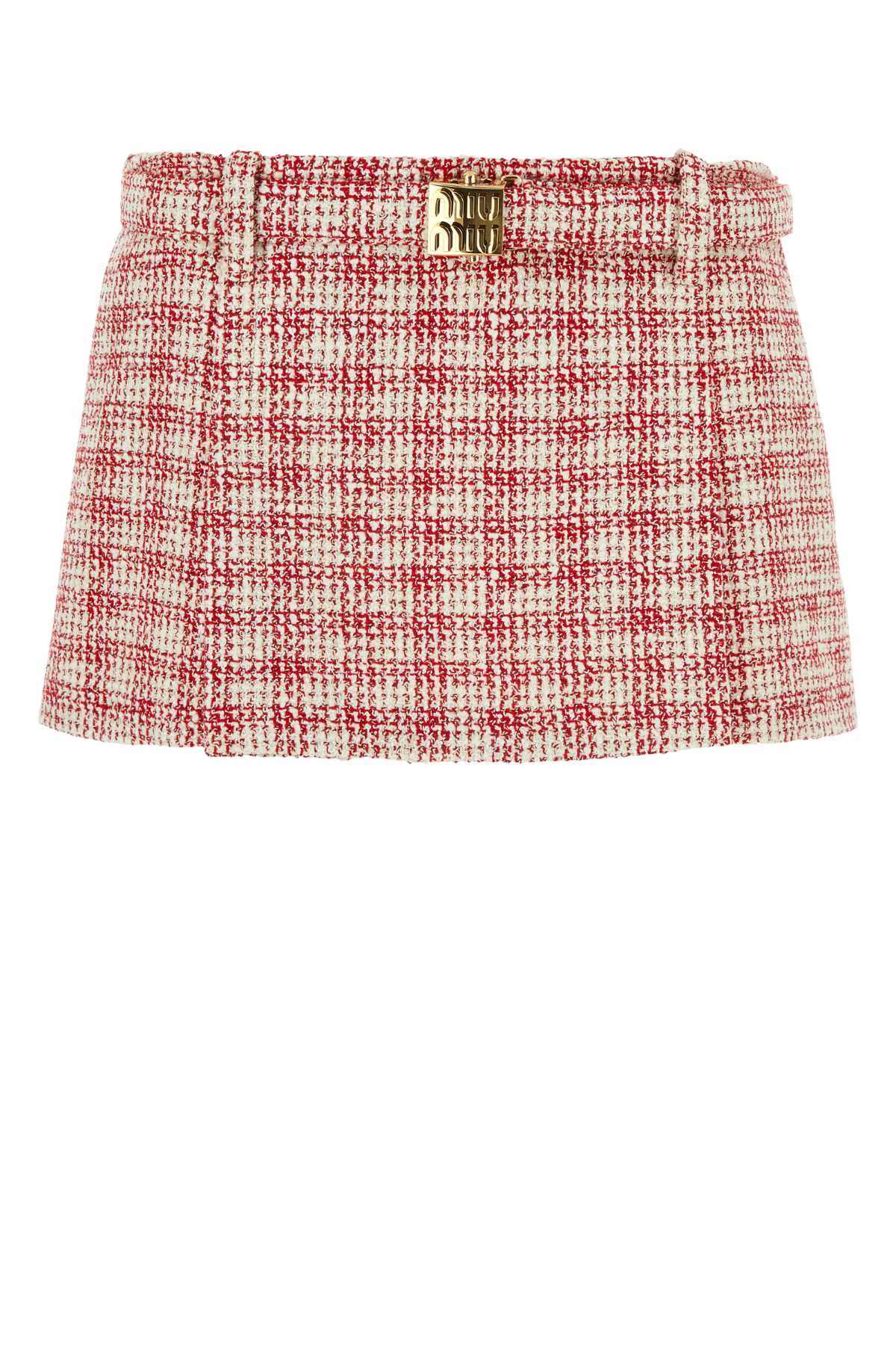 Miu Miu Embroidered Tweed Mini Skirt