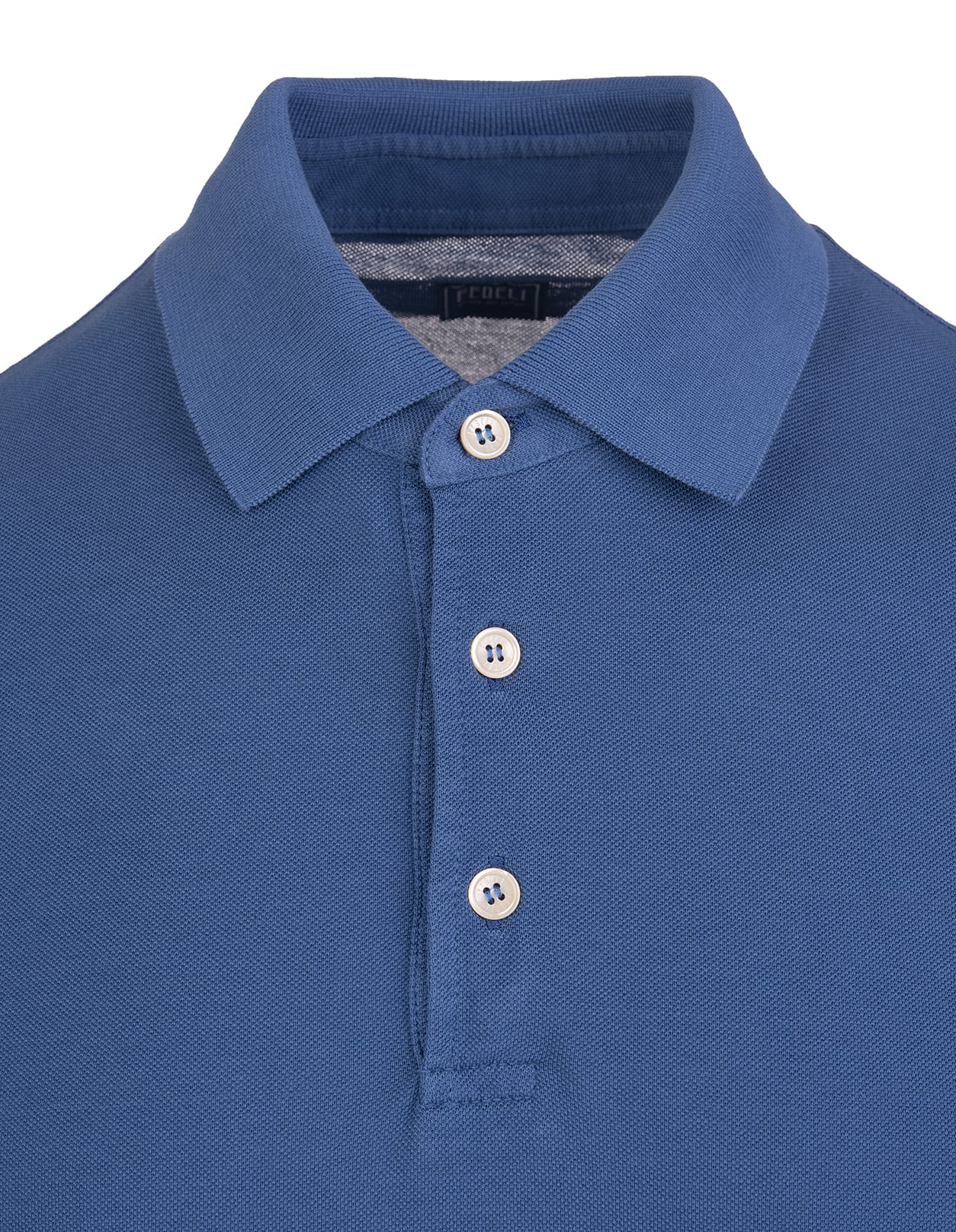 Shop Fedeli Blue Cotton Piqué Polo Shirt