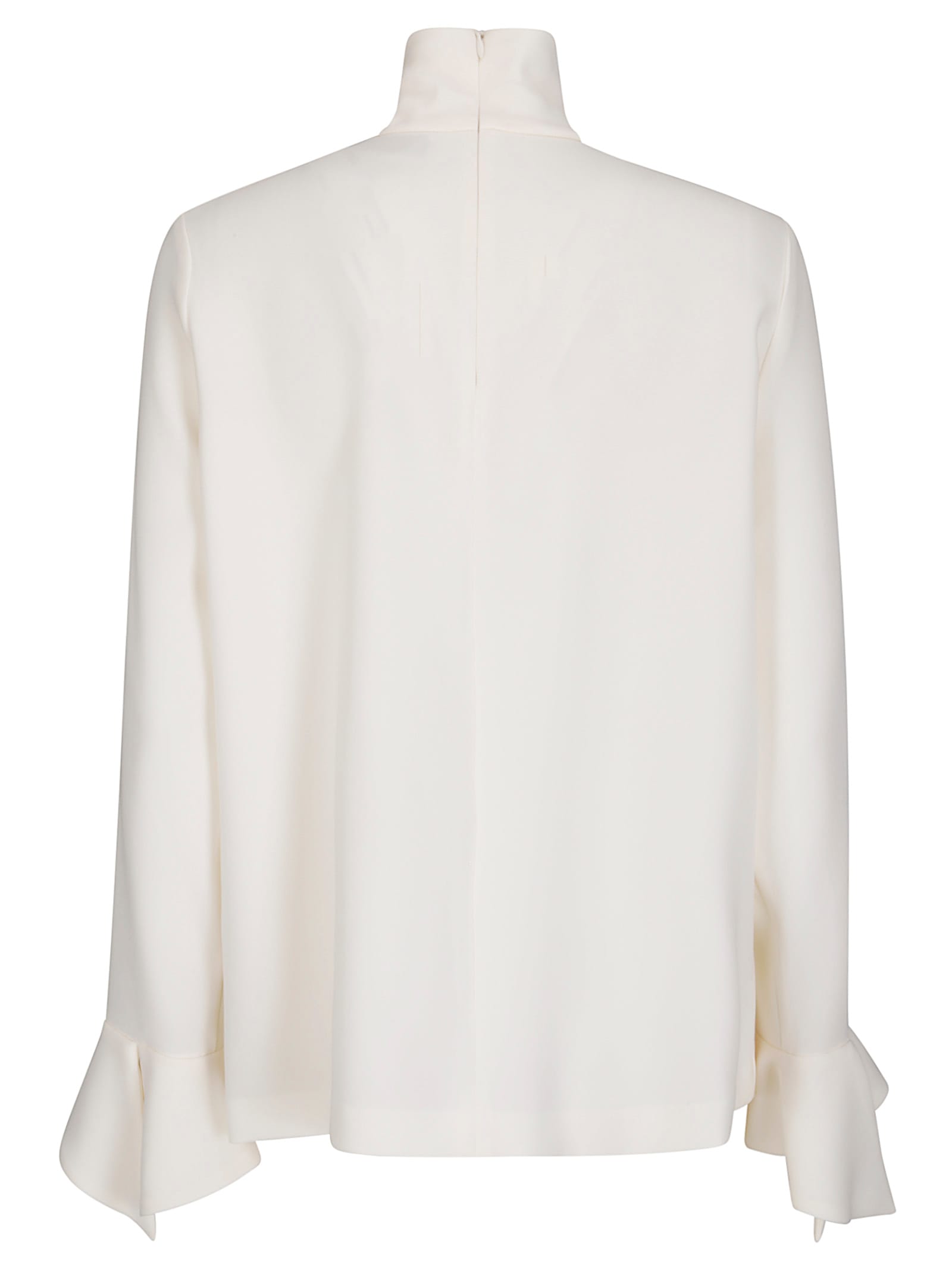 Alberto Biani Thick White Shirt With High Collar In Multi