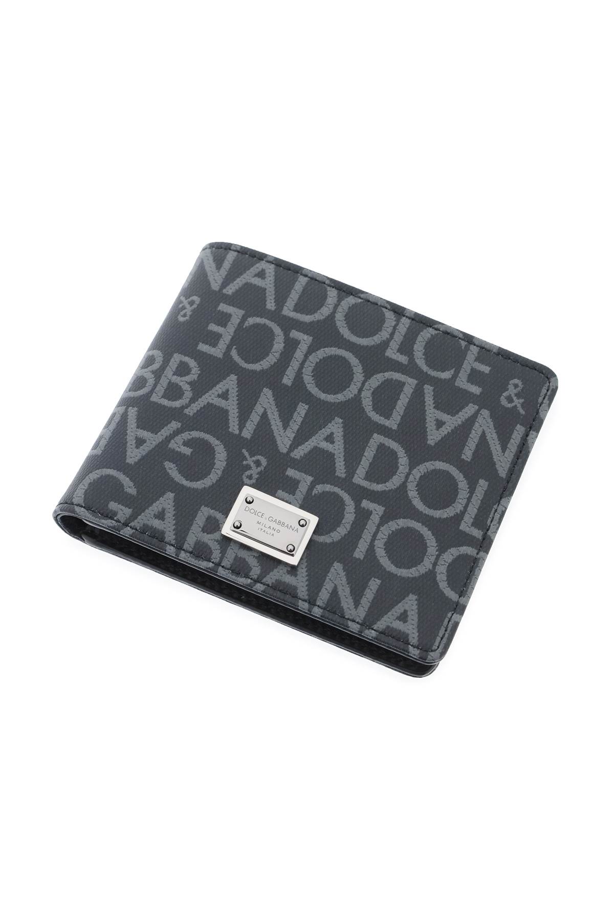 Shop Dolce & Gabbana Jacquard Logo Wallet In Nero/grigio (grey)