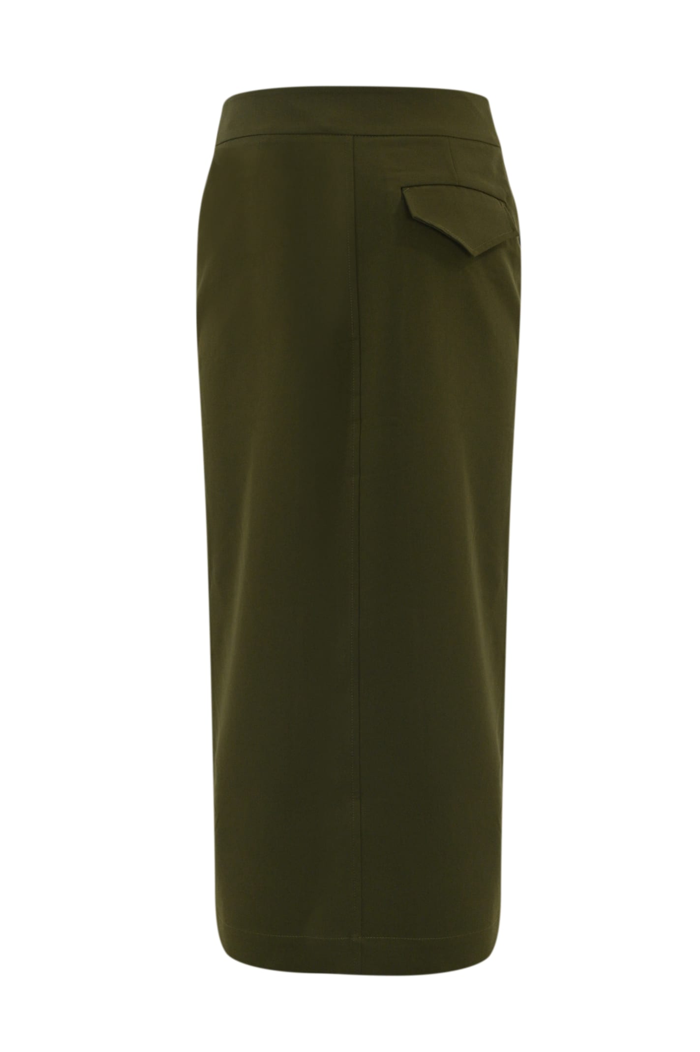 Shop Pinko Lanterna Long Skirt In Fluid Fabric In Verde