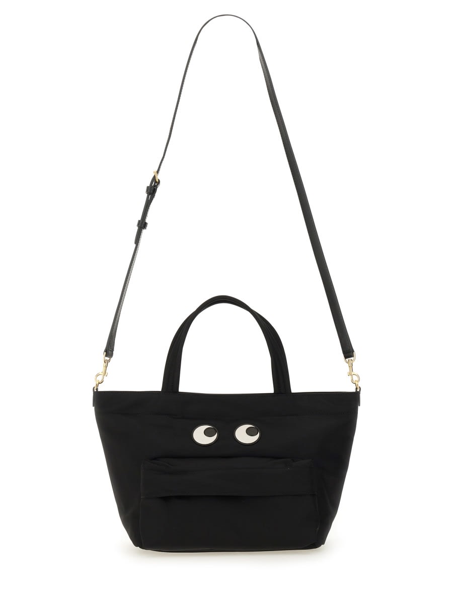 Shop Anya Hindmarch Mini Eyes Tote Bag In Black