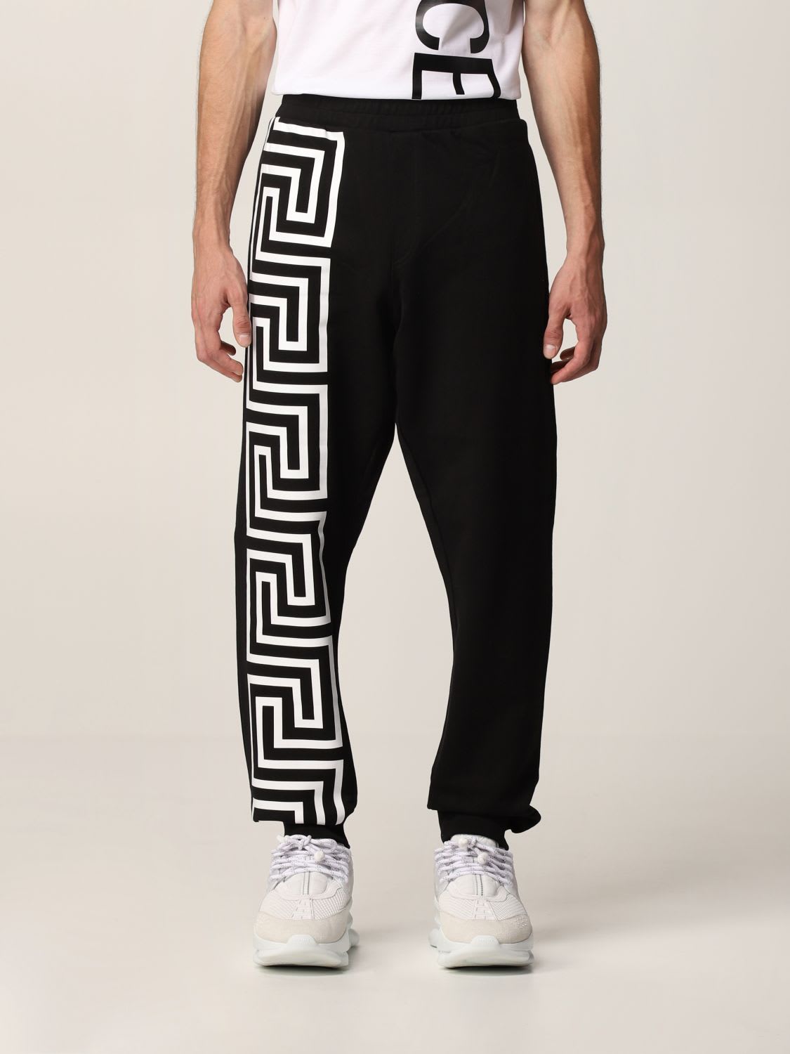 Versace Pants Versace Cotton Trousers With Greca