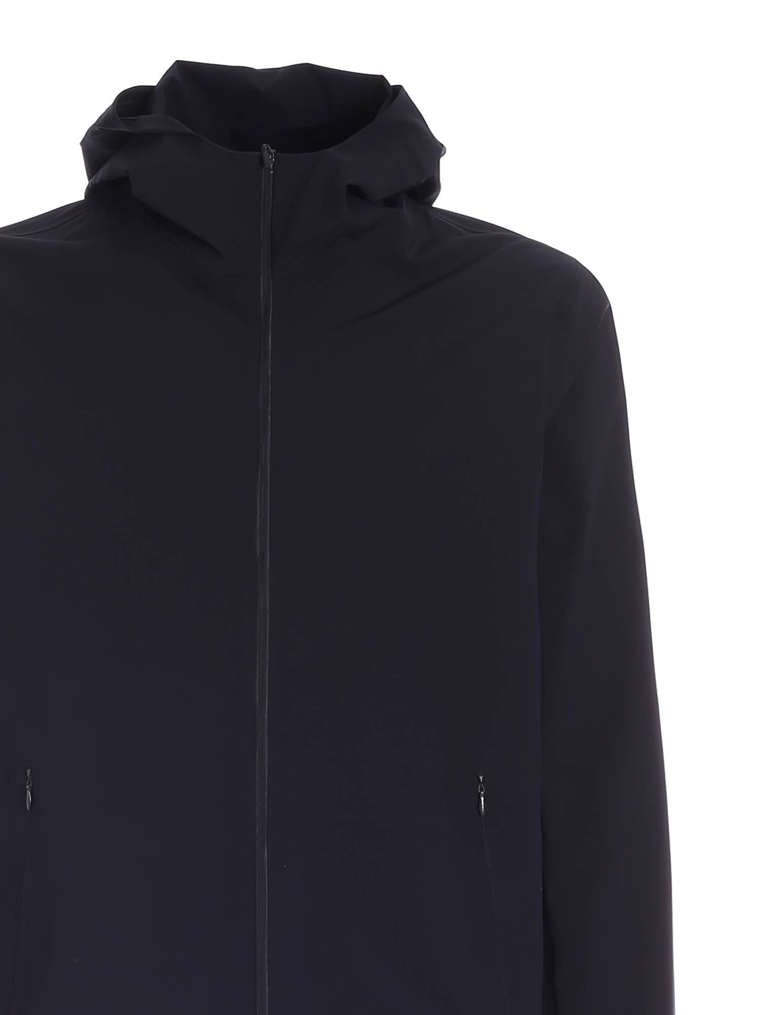 Herno Essence Nylon Hooded Bomber Jacket In Nero/grigio | ModeSens