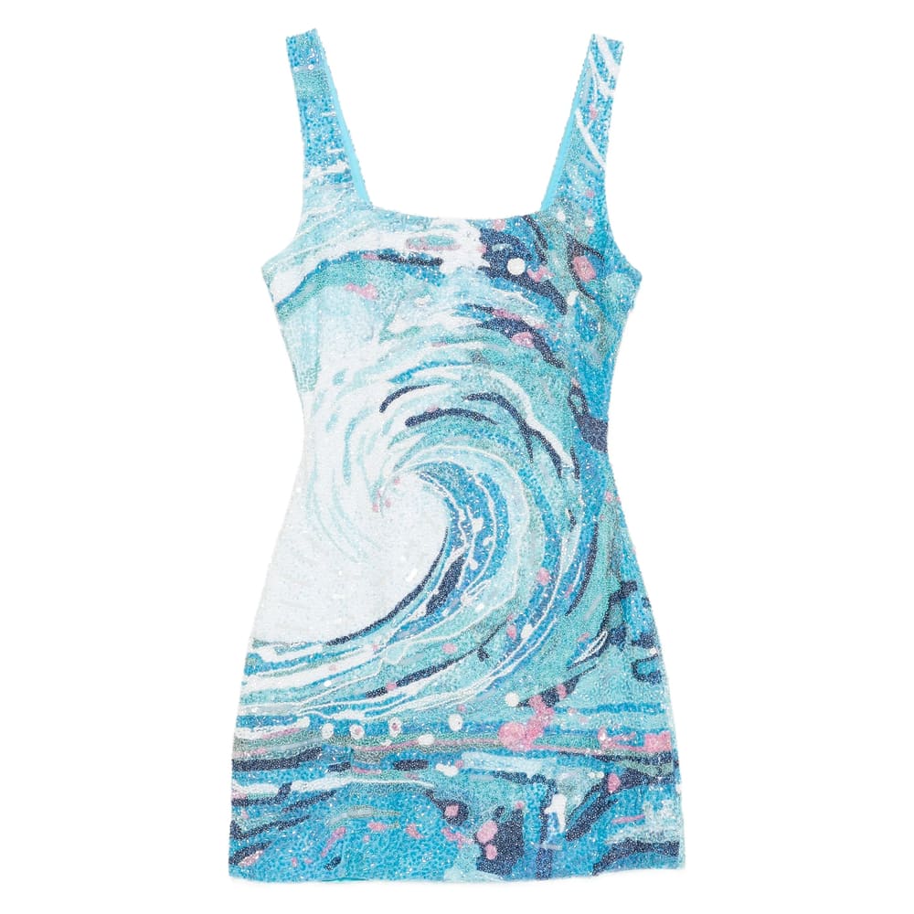 Staud Le Sable Tidal-wave Sequin Mini Dress In Blue