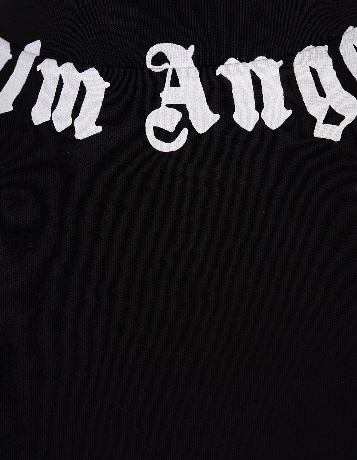 PALM ANGELS BLACK T-SHIRT WITH LOGO ON NECKLINE 