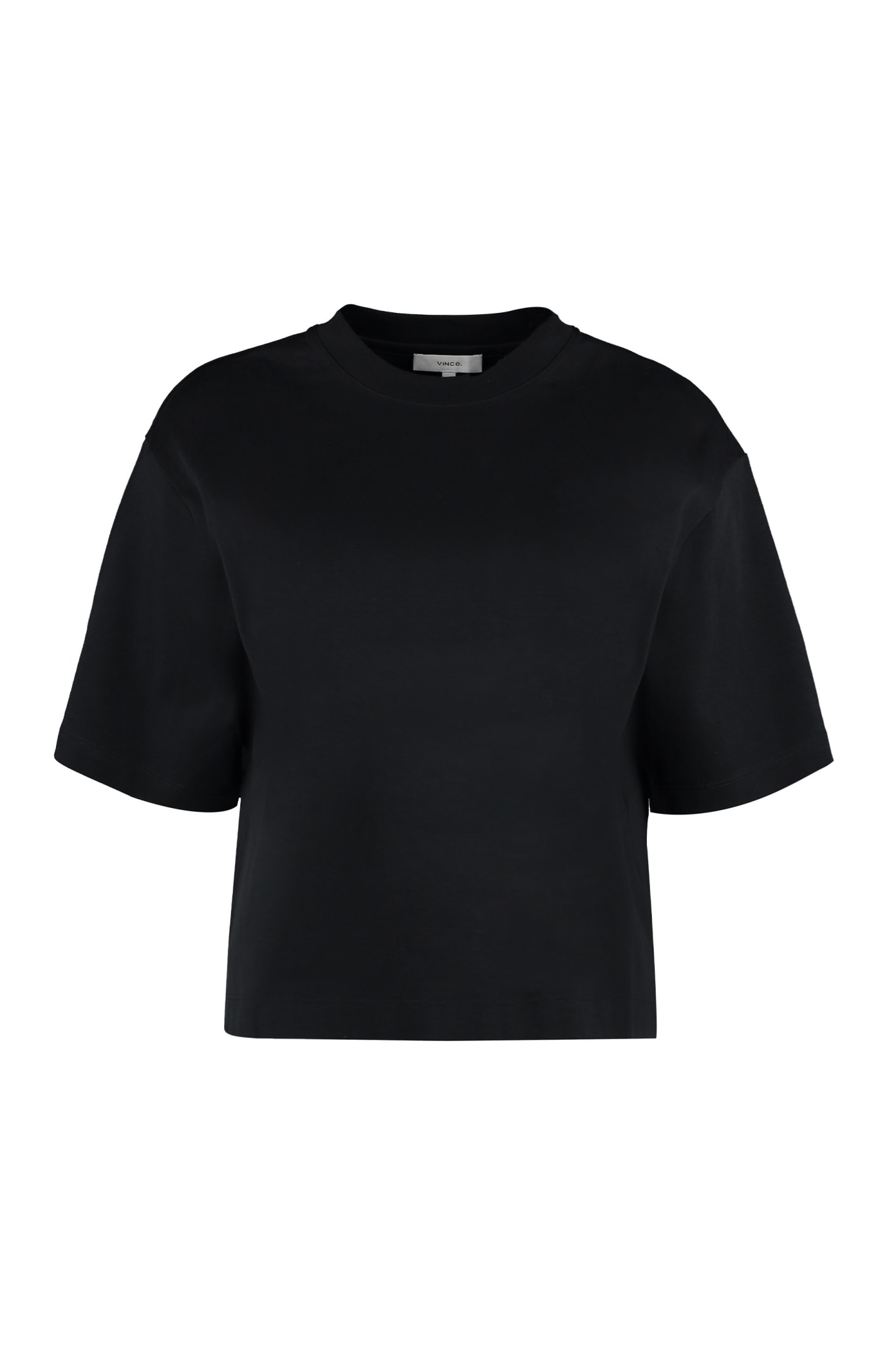Shop Vince Cotton Crew-neck T-shirt In Blk Nero