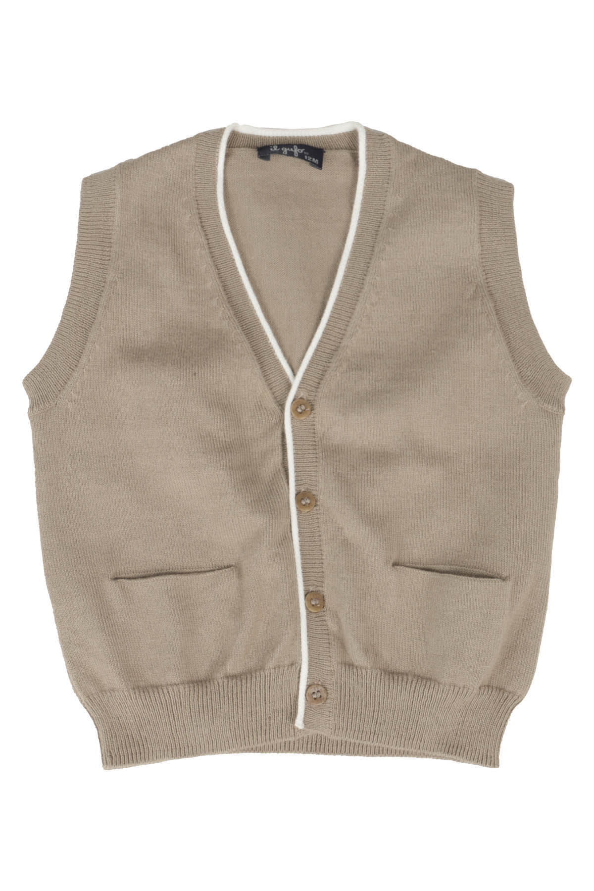 Il Gufo Cotton Sweater Vest In Sabbia Latte