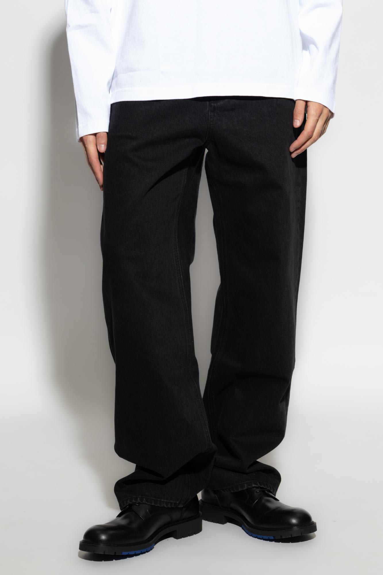 Jacquemus Straight Denim Pants Featuring Belt Loops In Black