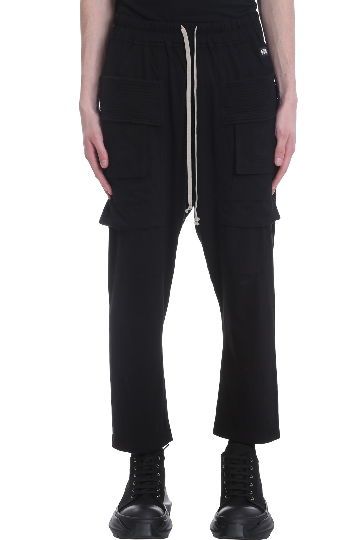 DRKSHDW CREATCH PANTS IN BLACK COTTON,11770893