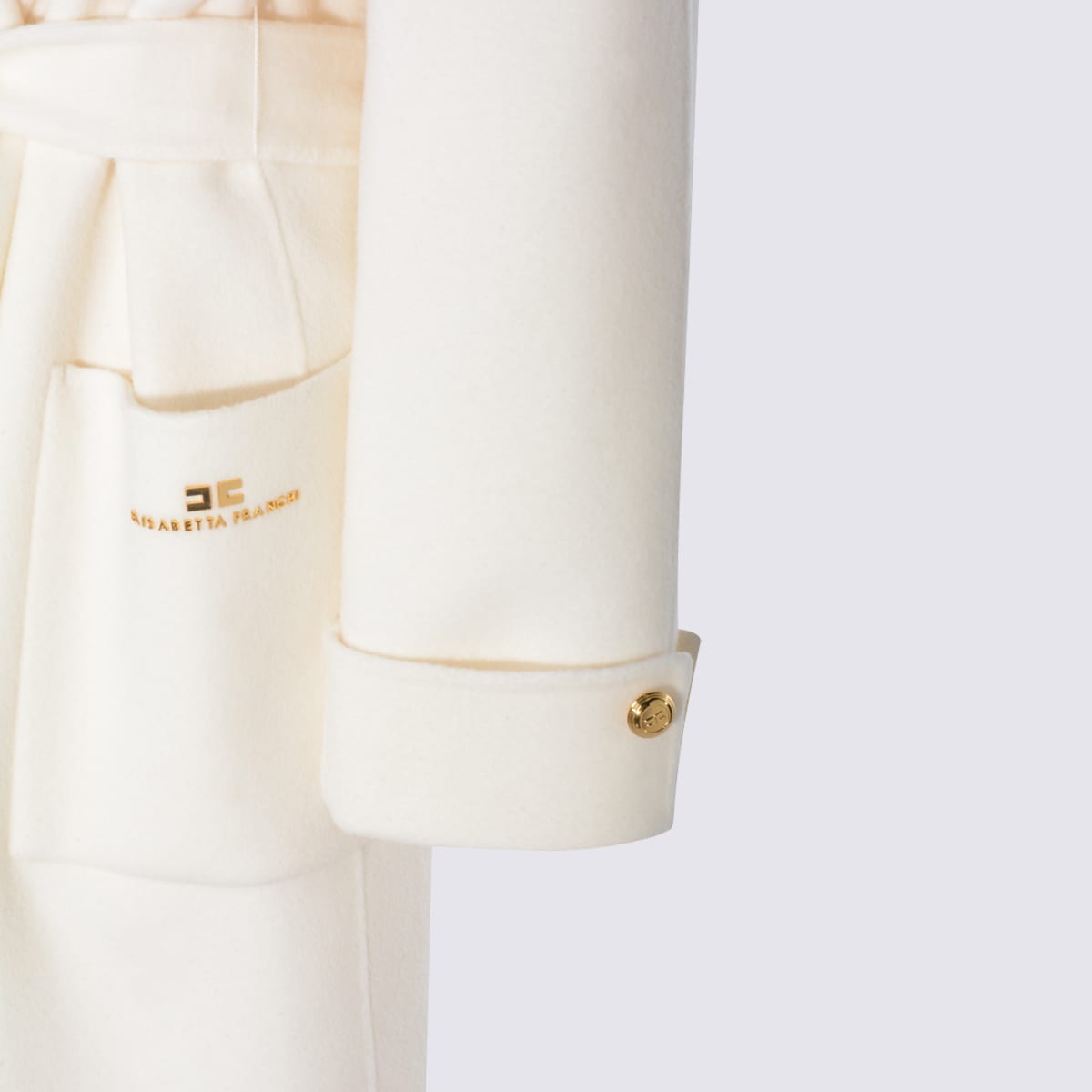Elisabetta Franchi Belted Pocket Coat In Neutral