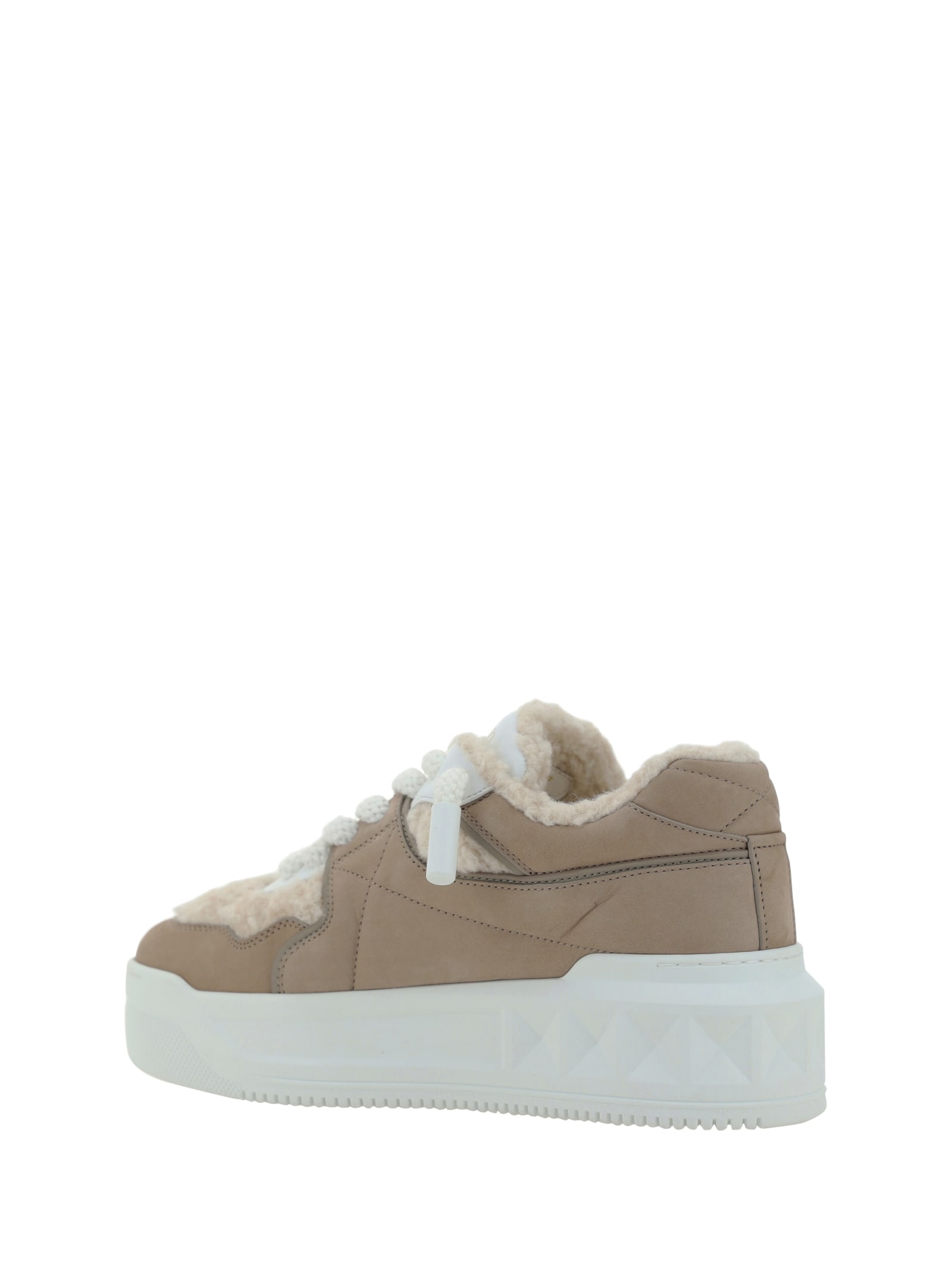 Shop Valentino One Stud Xl Sneakers In Rose Taupe/naturale/bianco/gris Claire