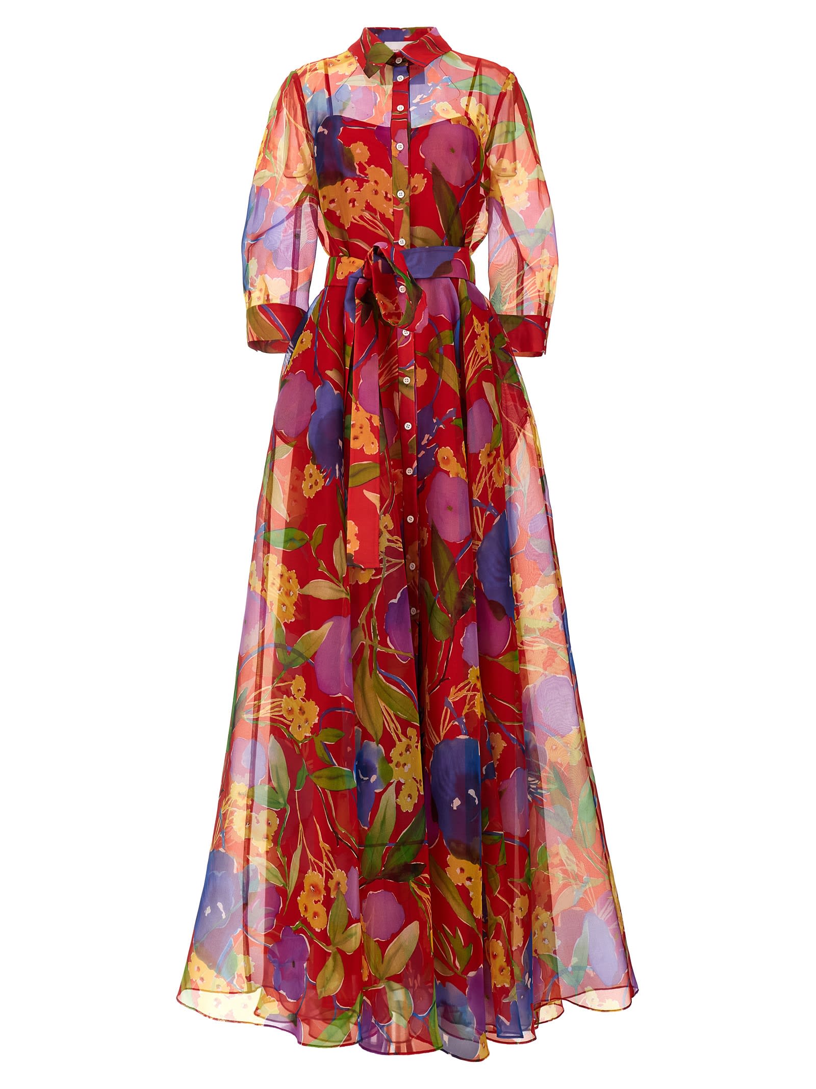 Shop Carolina Herrera Floral Evening Dress In Multicolor