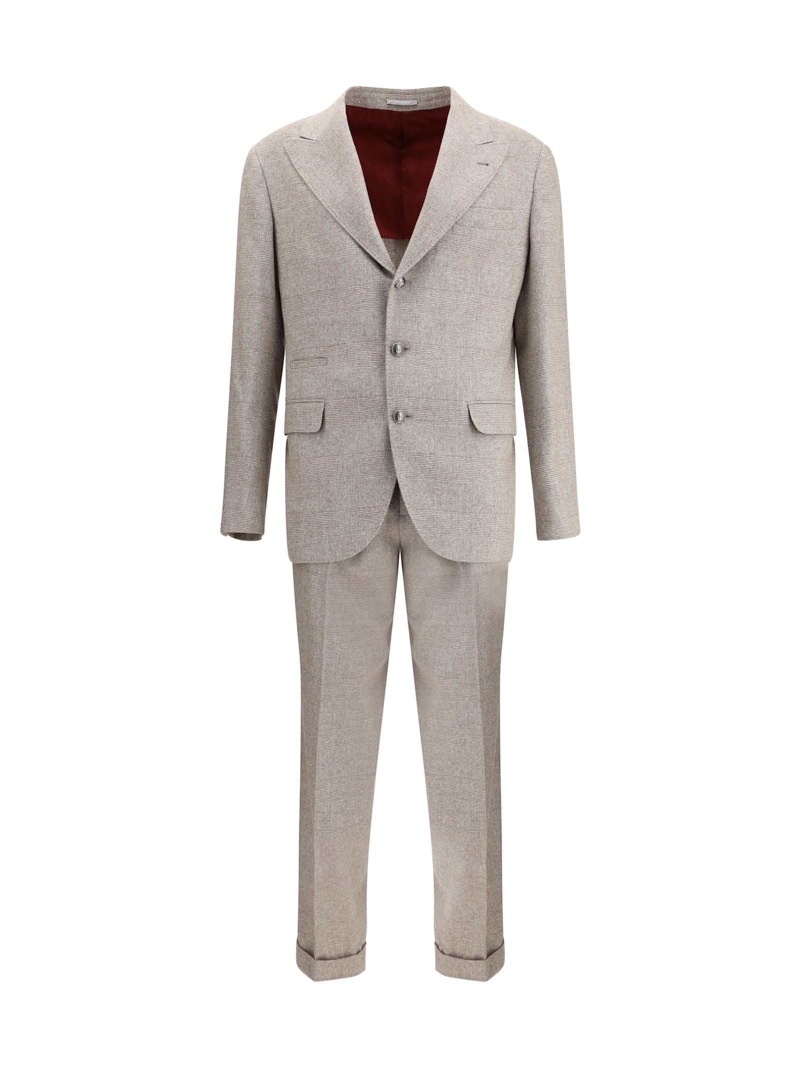 Brunello Cucinelli Silk And Wool Suit In Neutral