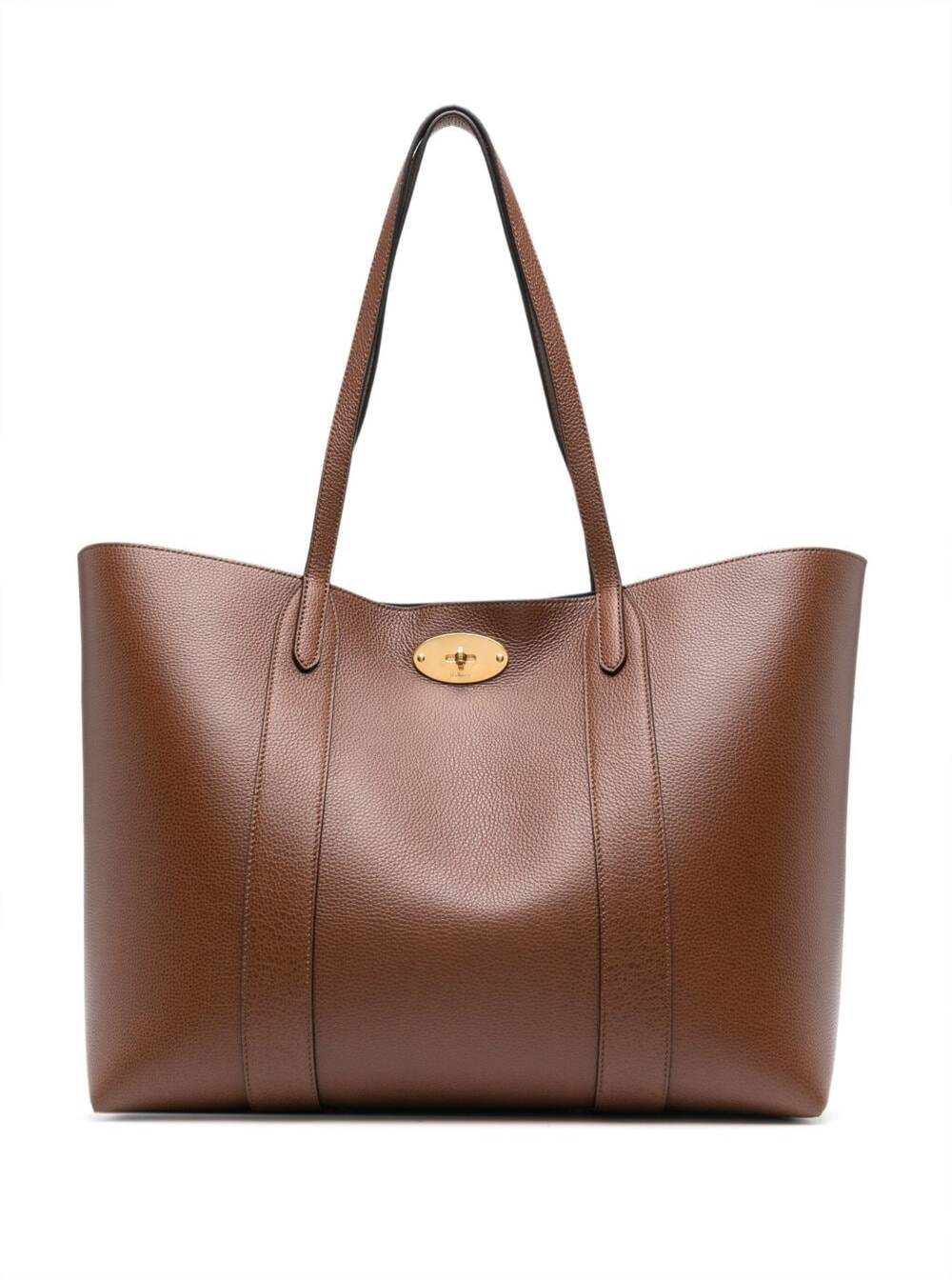 Shop Mulberry Brown Bayswater Hand Bag With Flap Detail In Leather Woman